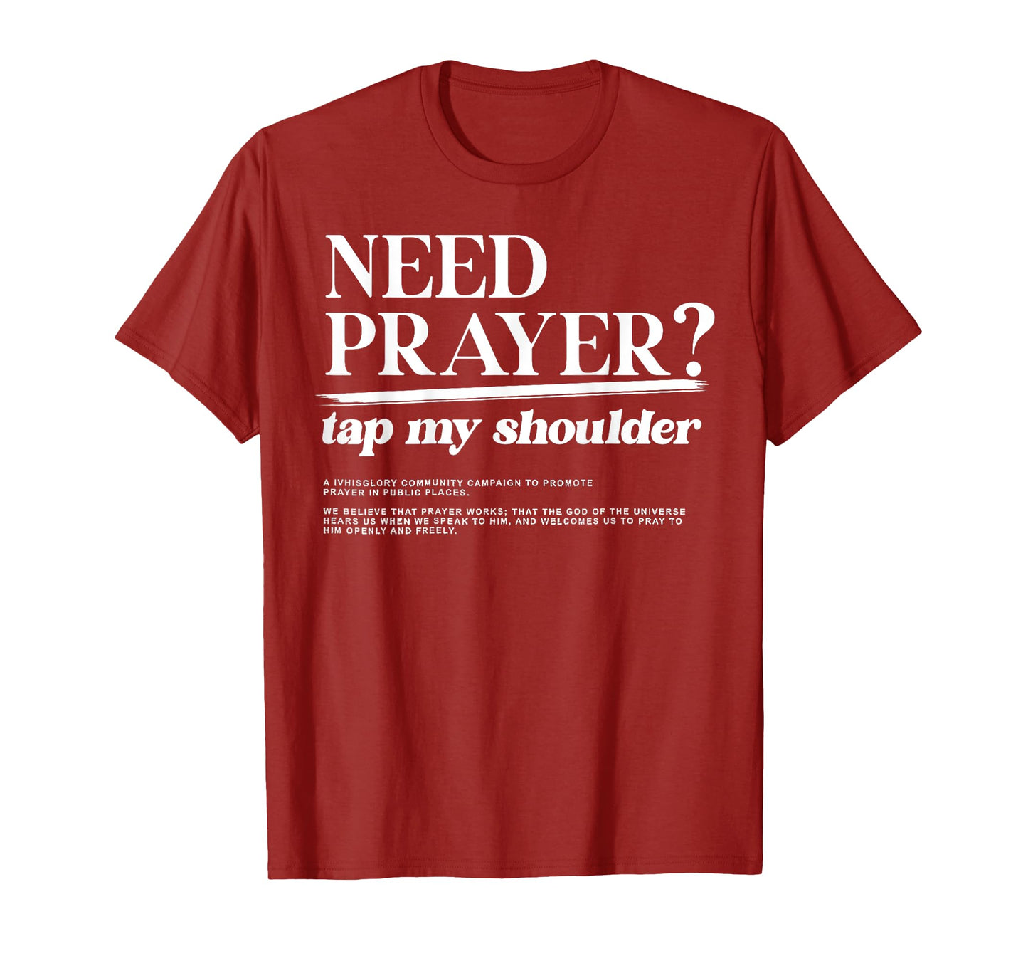 Need Prayer Tap My Shoulder Christian Men Women Motivation T-Shirt