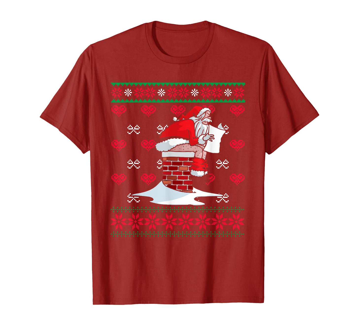 Santa Pooping Down Chimney Ugly Xmas Sweater Christmas T-Shirt