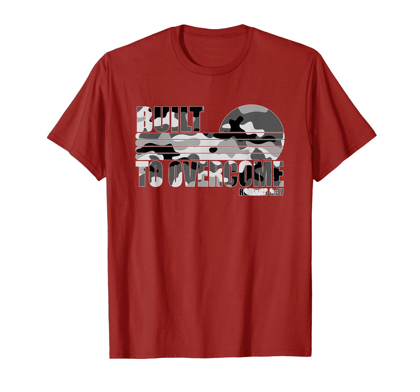 Built to Overcome Camo Faith Scripture Workout Gym Christian T-Shirt