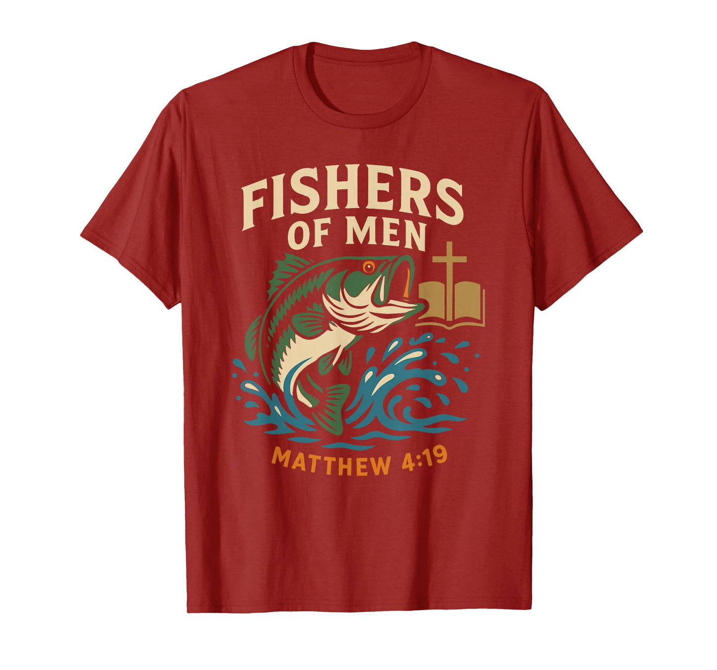 Fishers of Men Matthew 4:19 Christian Fishing Bible Verse T-Shirt