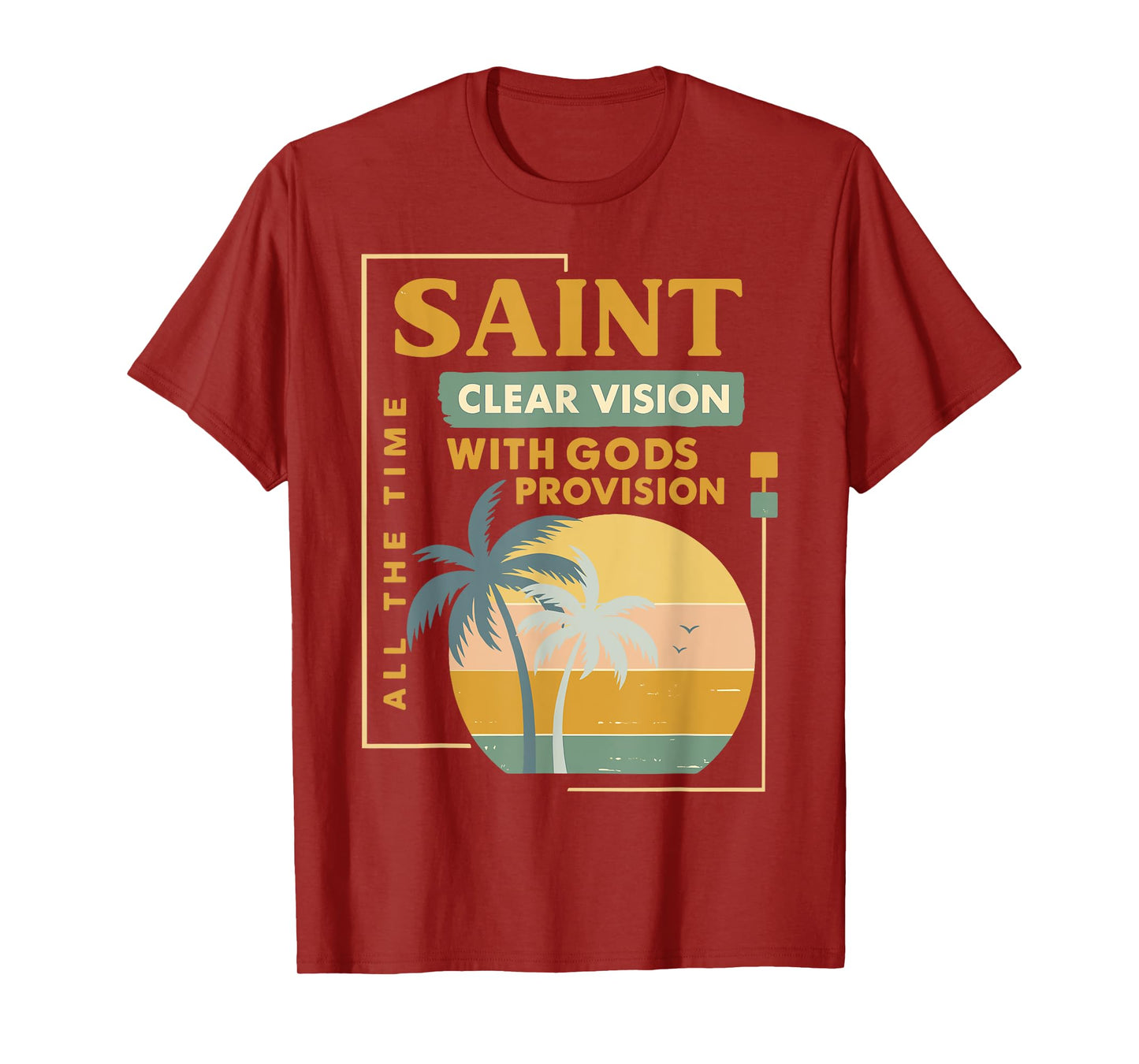 Saint Retro Palm Christian Faith Sunset Graphic T-Shirt