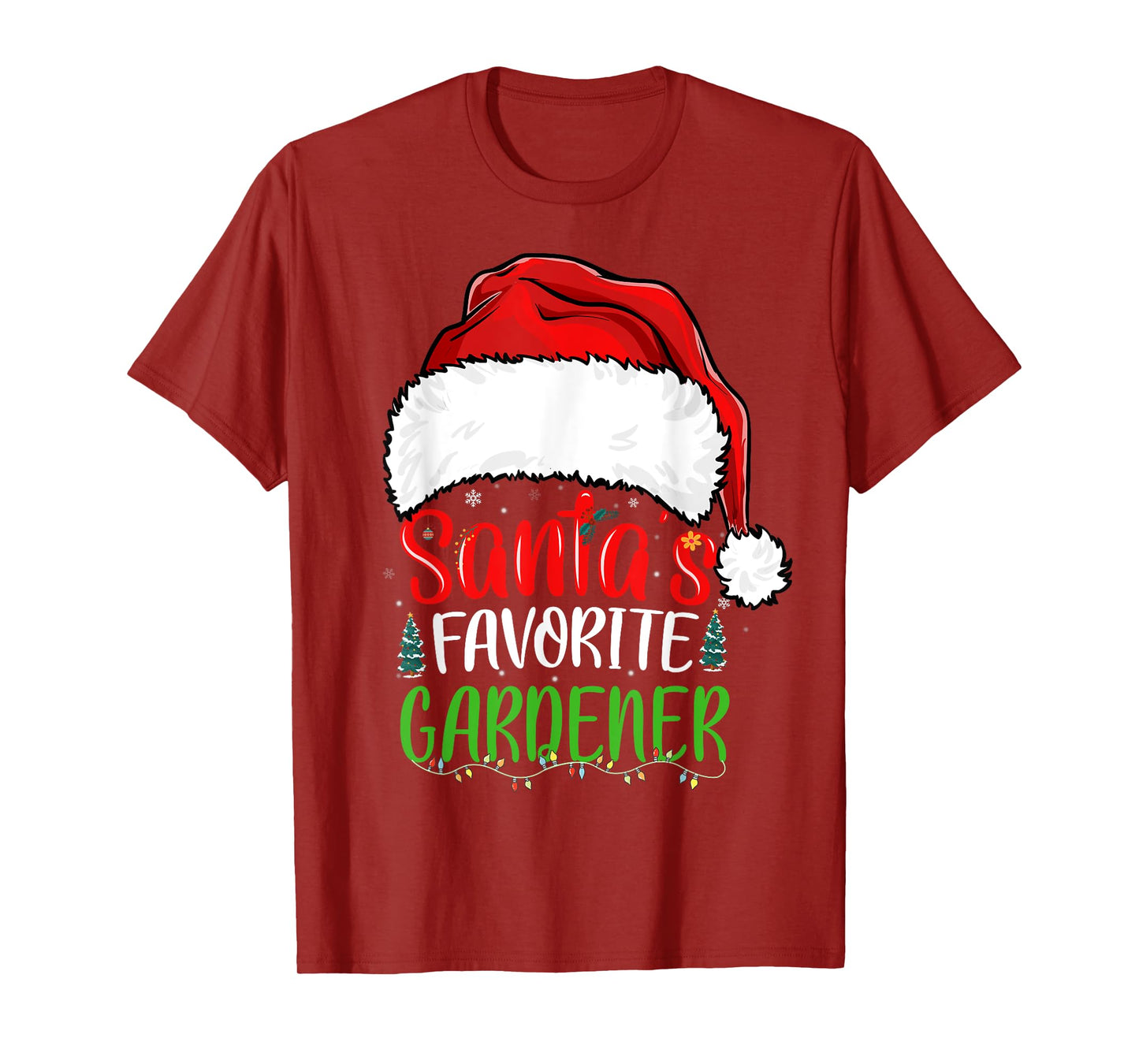 Santa's Favorite Gardener Funny Christmas Gardening T-Shirt