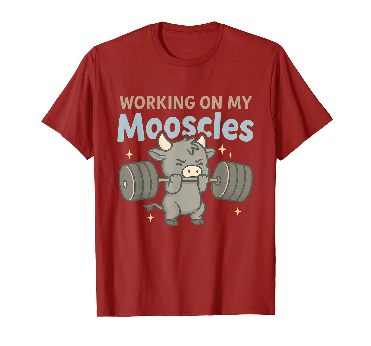 Working On My Mooscles Moo Muscles Workout Design T-Shirt