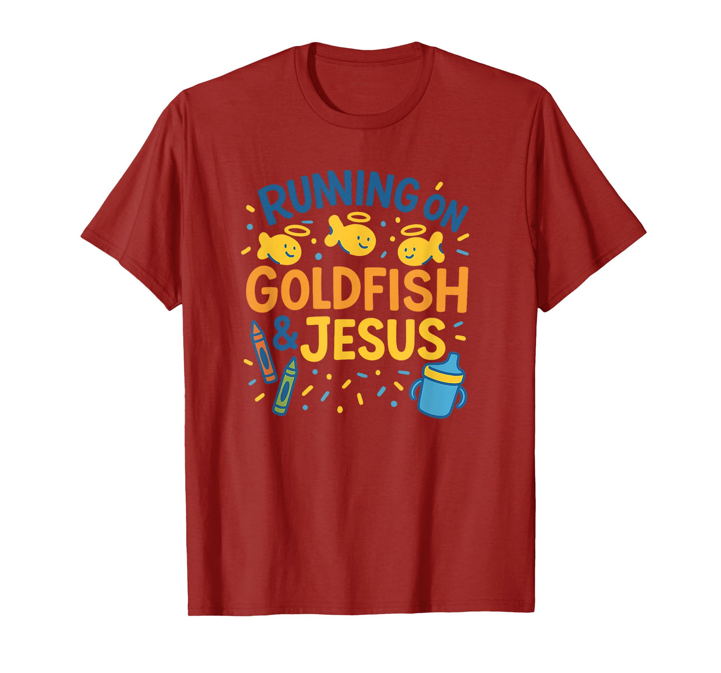 Running on Goldfish & Jesus Christian Preschool Teacher T-Shirt