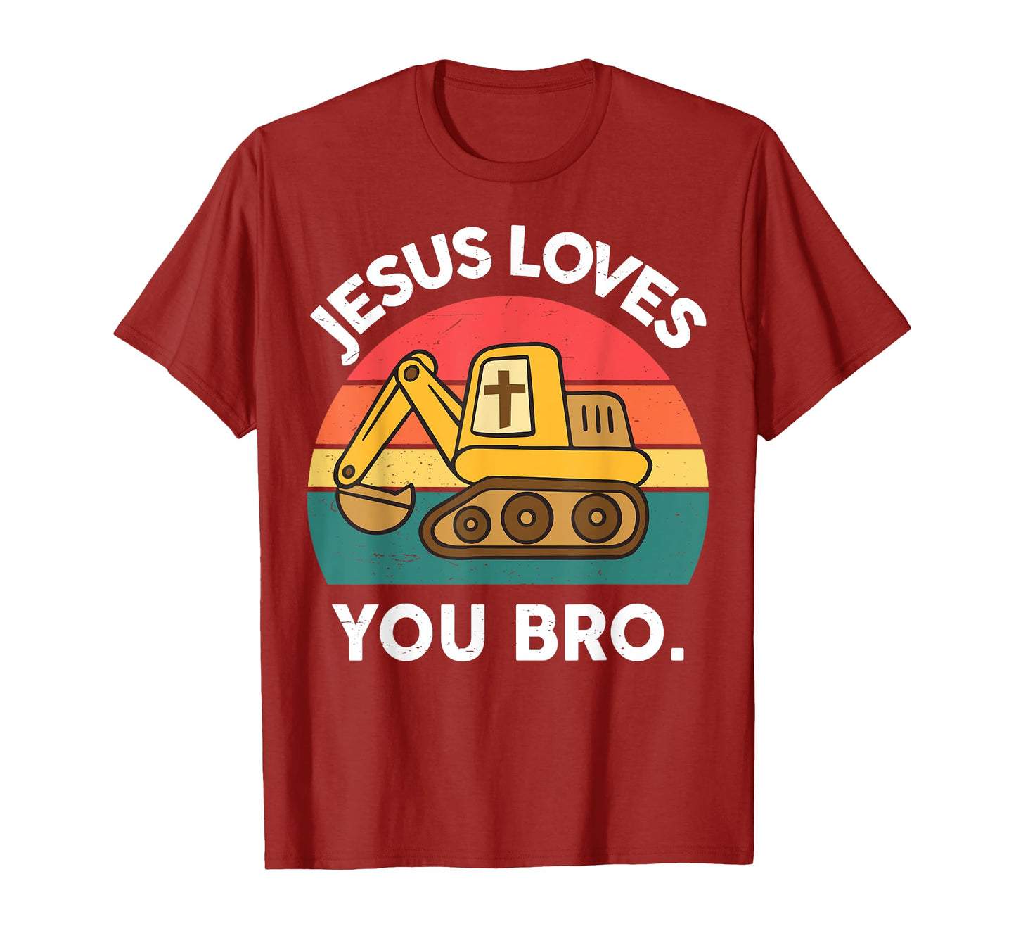 Boy Toddler Jesus Loves You Bro Funny Excavator Christian T-Shirt