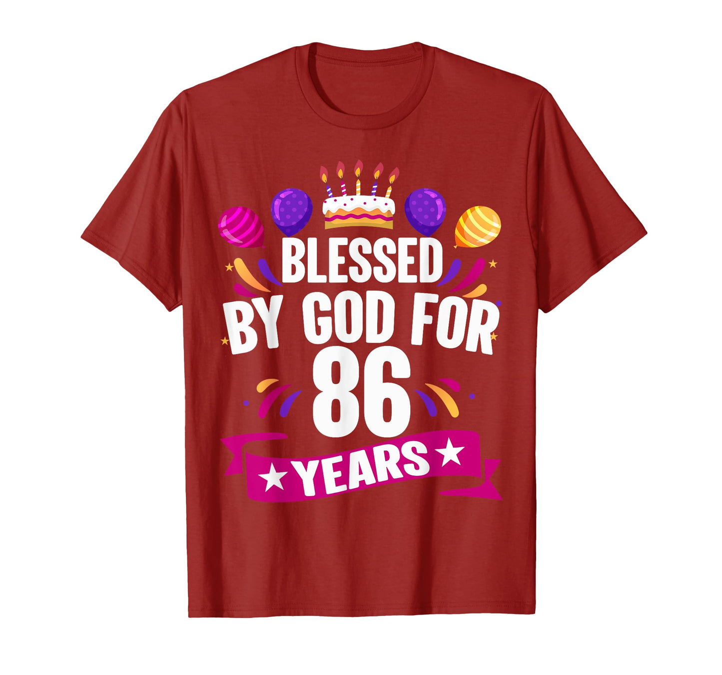 86th Blessed By God 86 Years Old Birthday Cake With Numbers T-Shirt