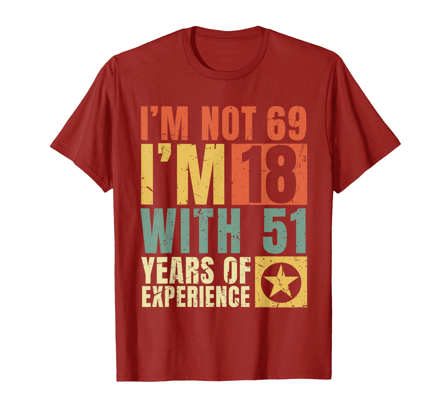 I'm Not 69 I'm 18 with 51 Years Of Experience Funny Vintage T-Shirt