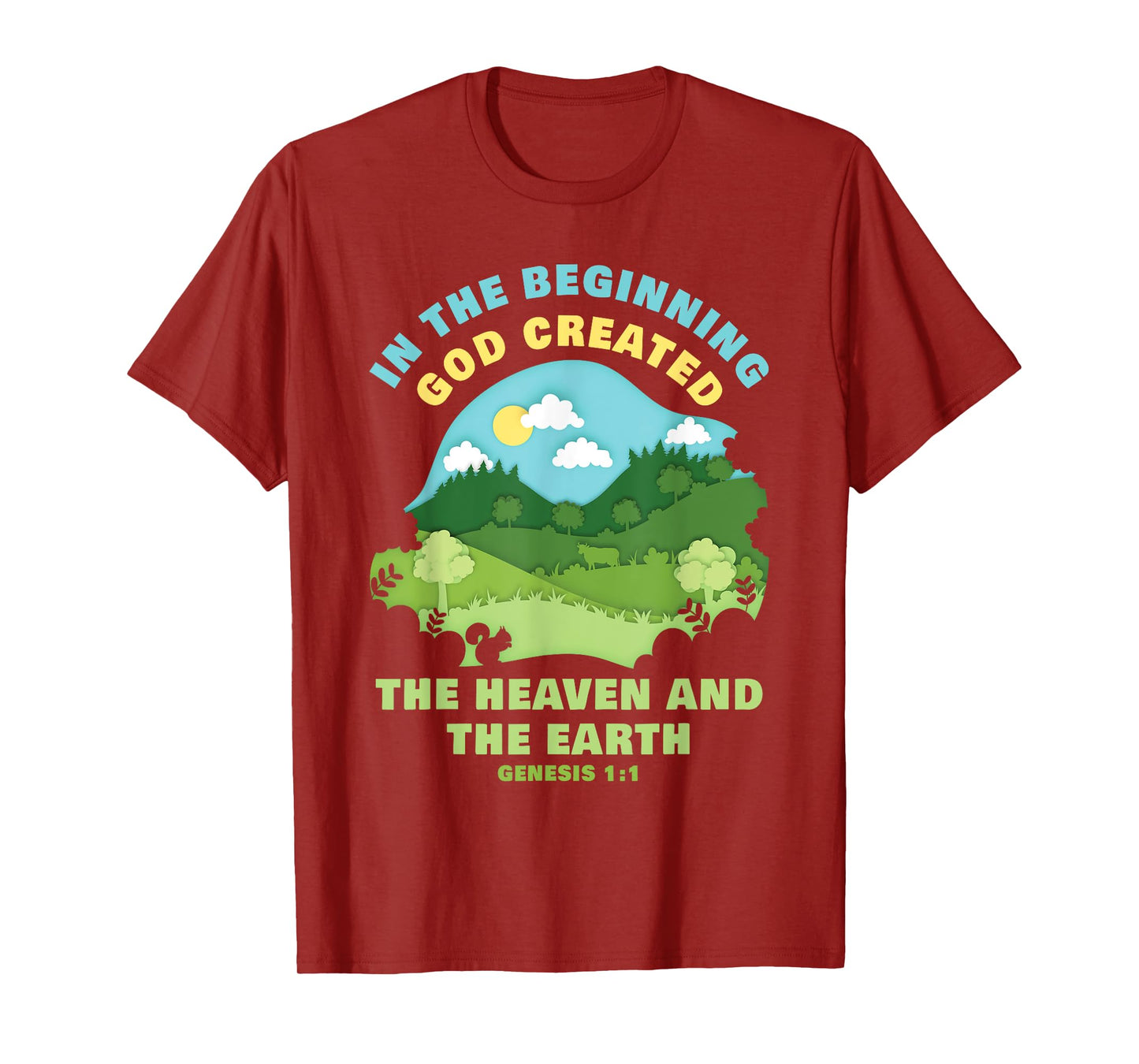 Genesis 1:1 In The Beginning GOD Created – Kids Faith Verse T-Shirt