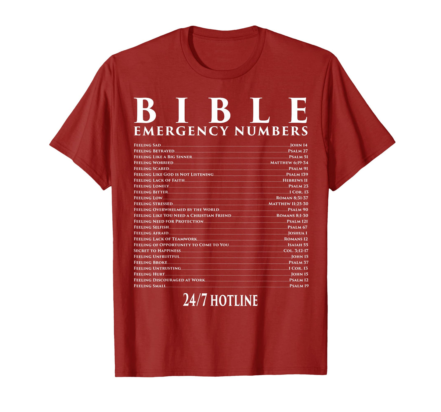 Bible Emergency Hotline Numbers - Cool Christian T-Shirt