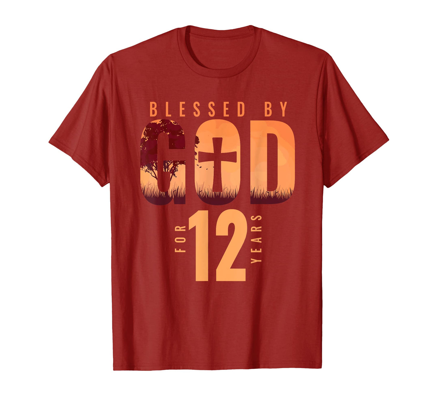 Blessed By God For 12 Years 12th Birthday Religious Theme T-Shirt