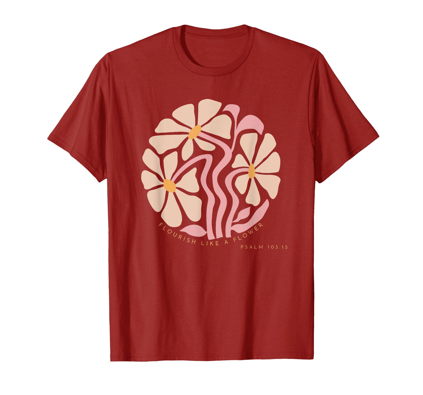 Flourish Like A Flower Retro Boho Christian Floral Womens T-Shirt