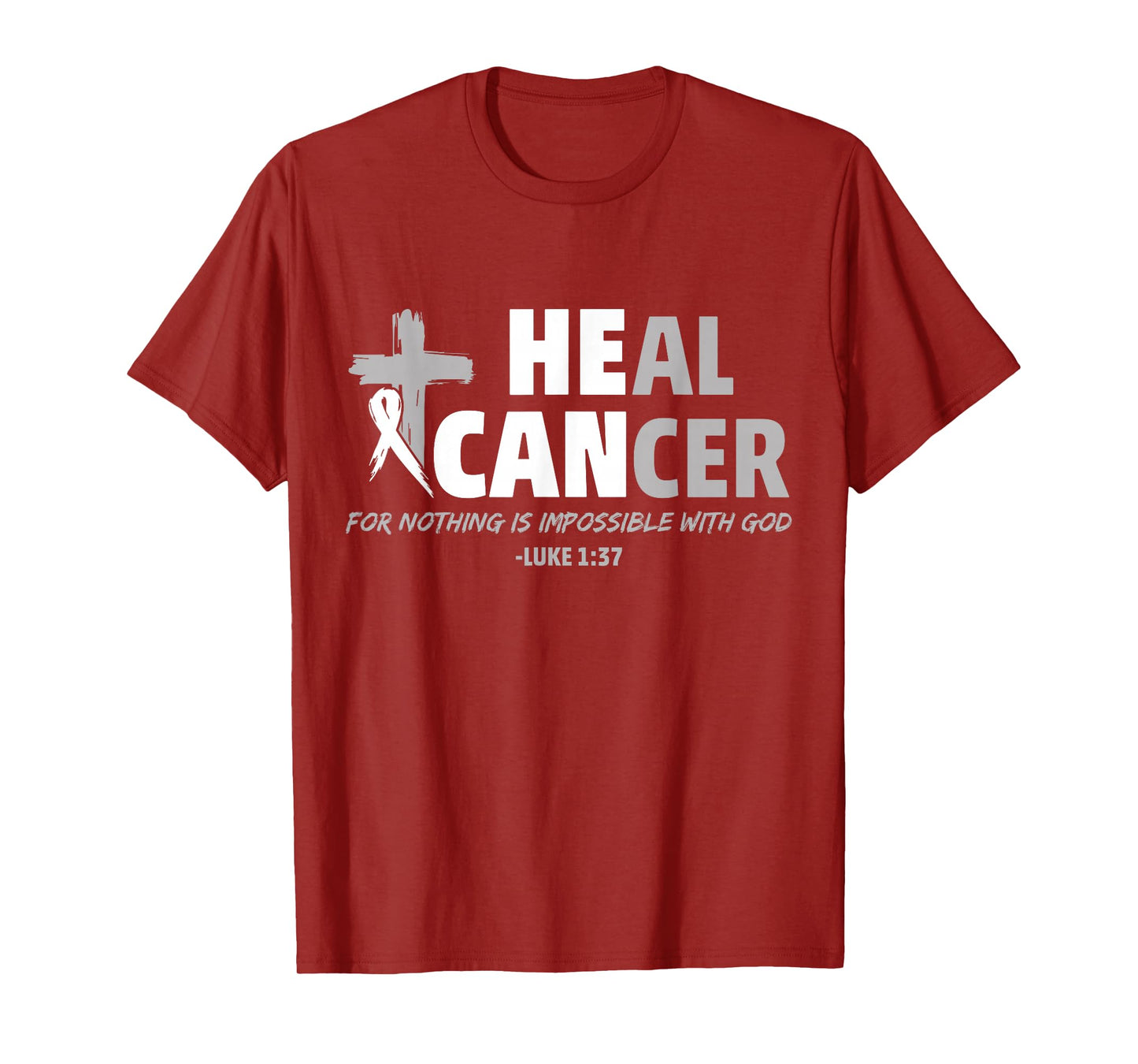 Lung Cancer Awareness White Ribbon Christian Cross T-Shirt