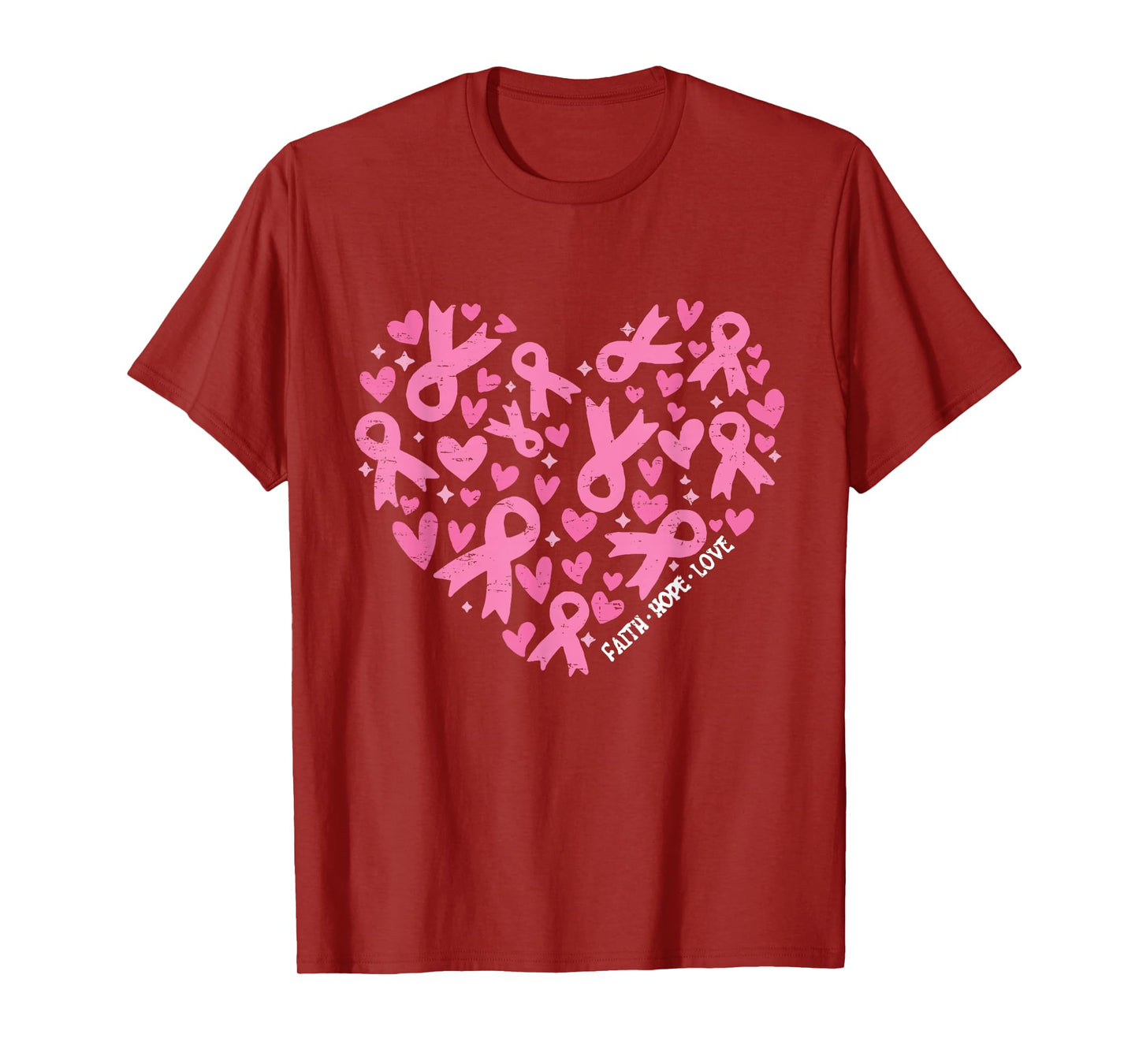 Faith Hope Love Breast Cancer Awareness Pink Ribbon Warrior T-Shirt