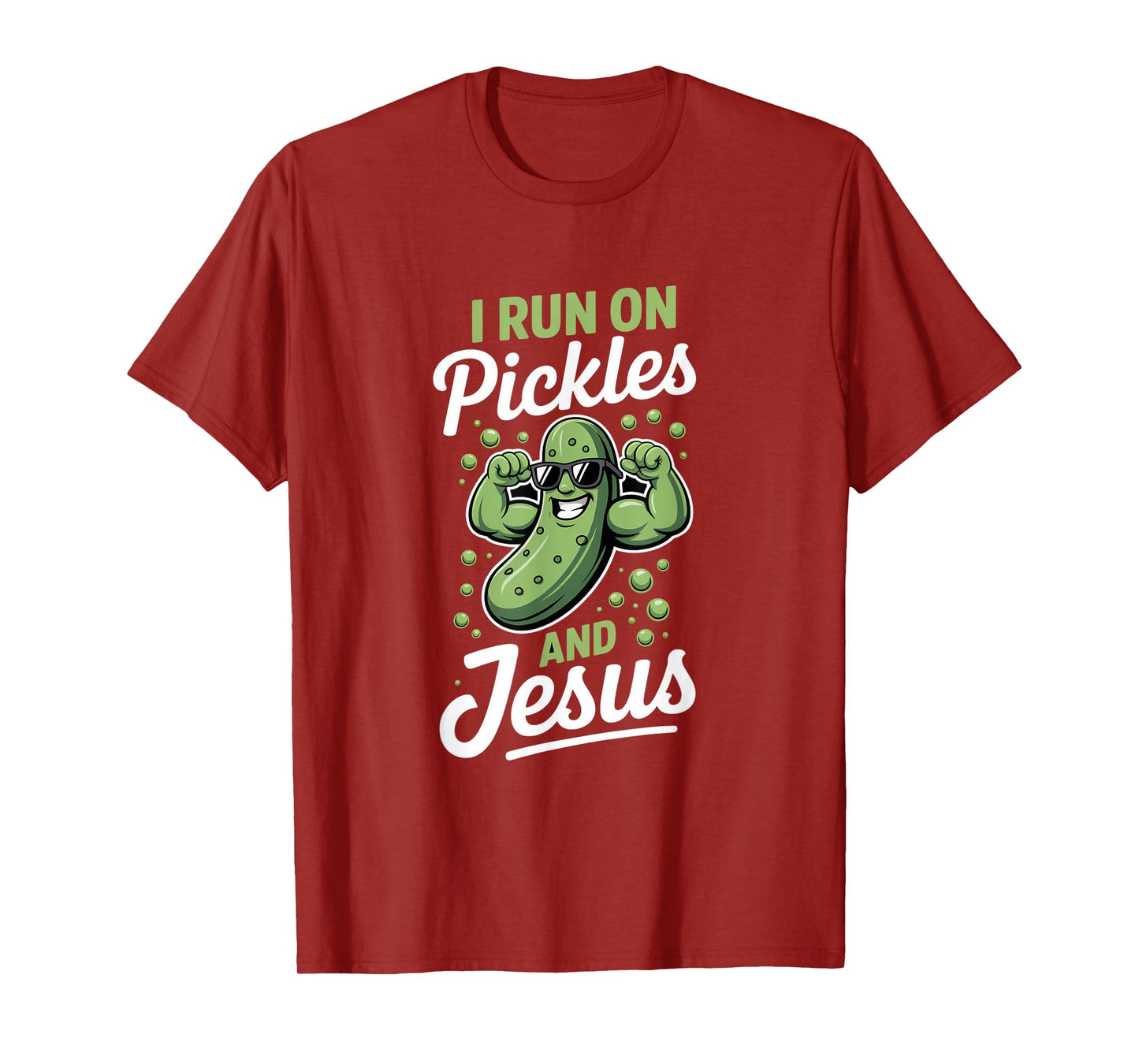 Funny Pickle Cucumber I Run on Pickles and Jesus T-Shirt