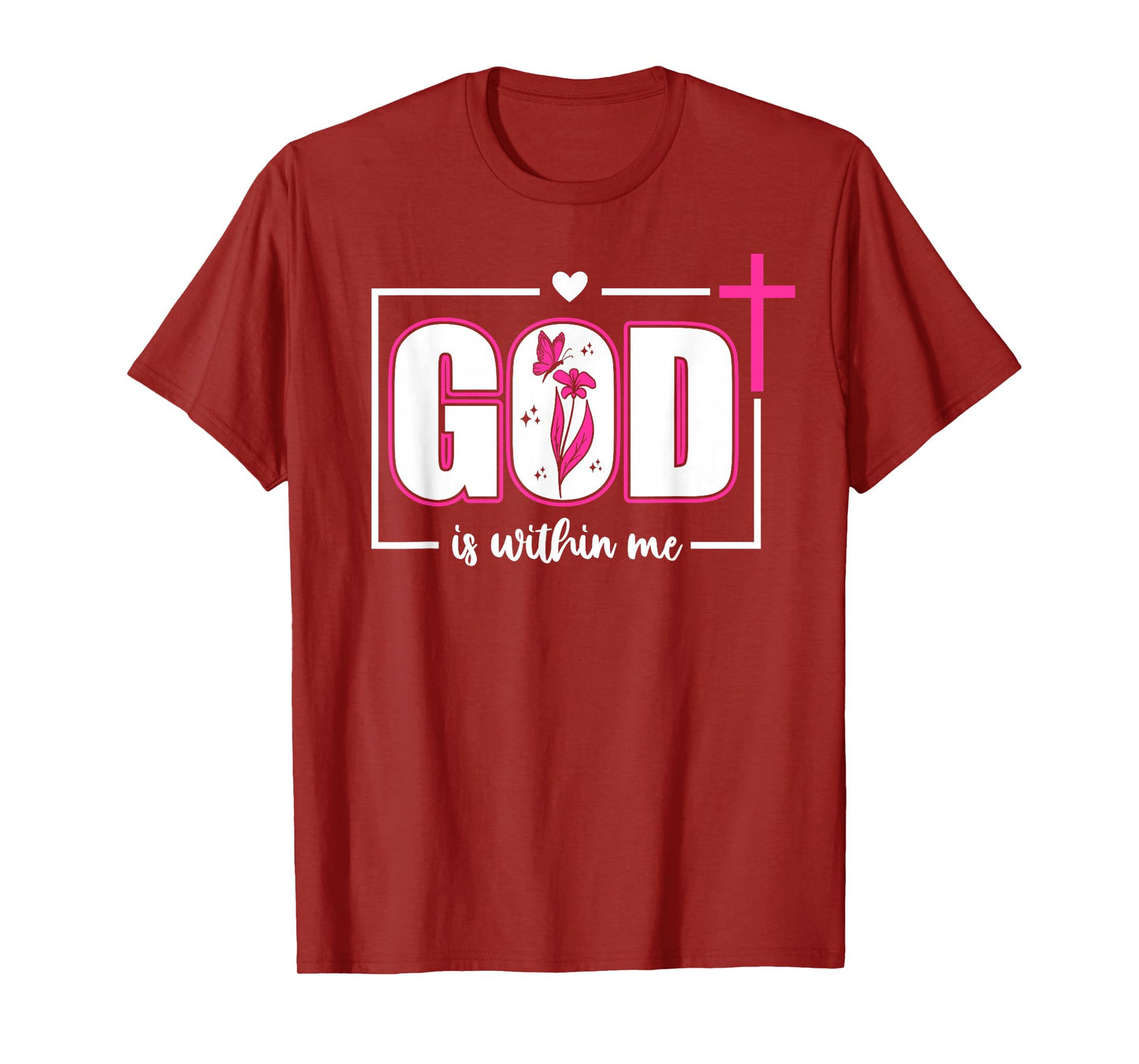 God is Within Me Will I Not Fall Psalm 46:5 Bible Verse Pink T-Shirt