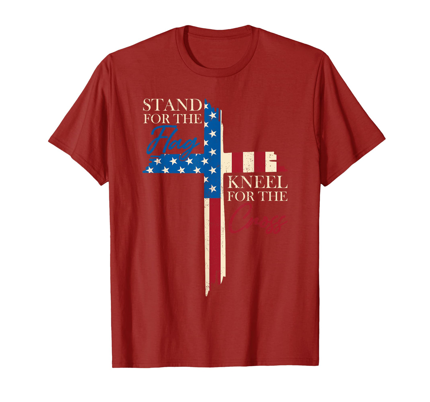 Stand For The Flag Kneel For The Cross Christian USA Flag T-Shirt