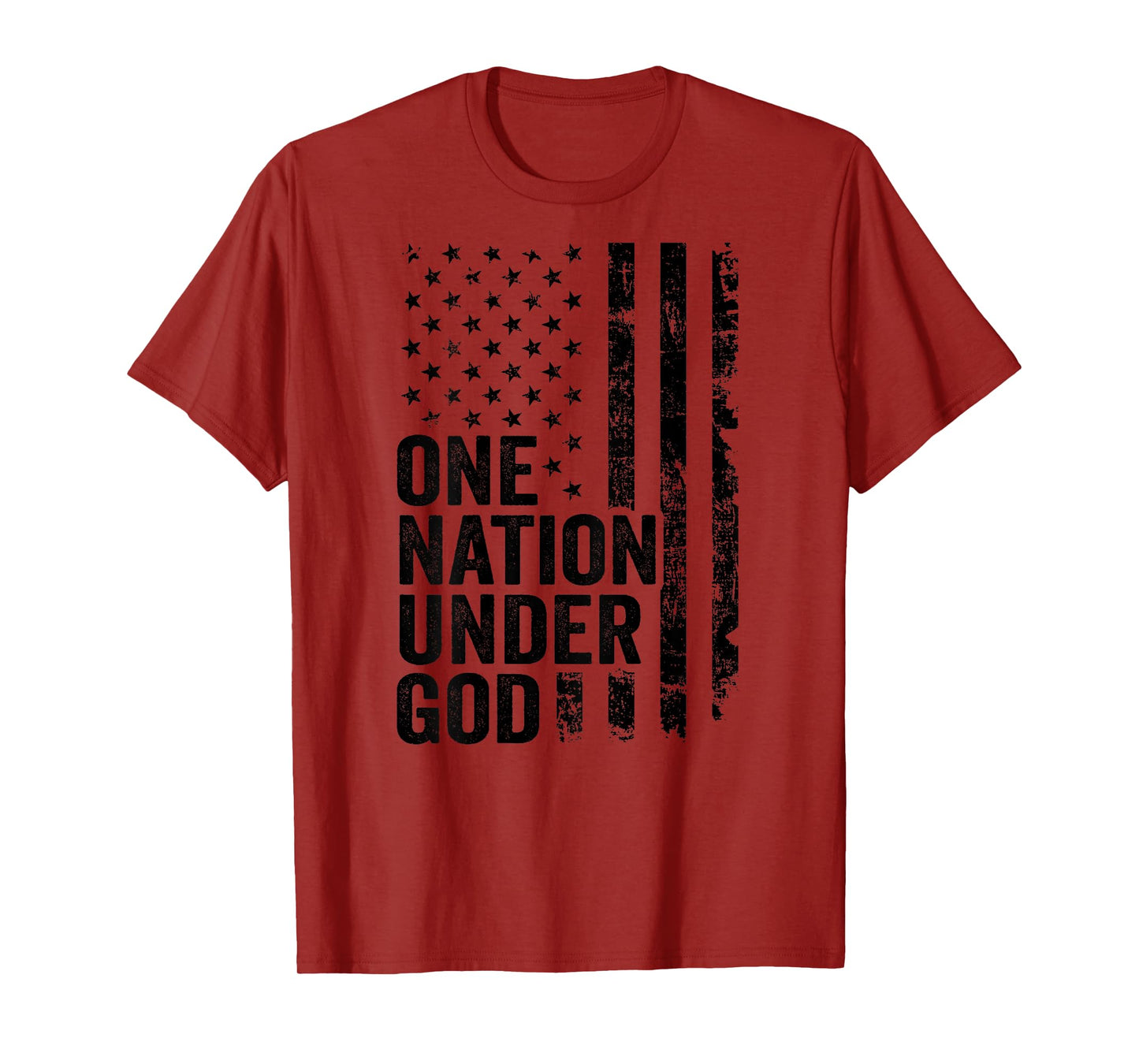 One Nation Under God - Christian Faith USA Flag (ON BACK) T-Shirt