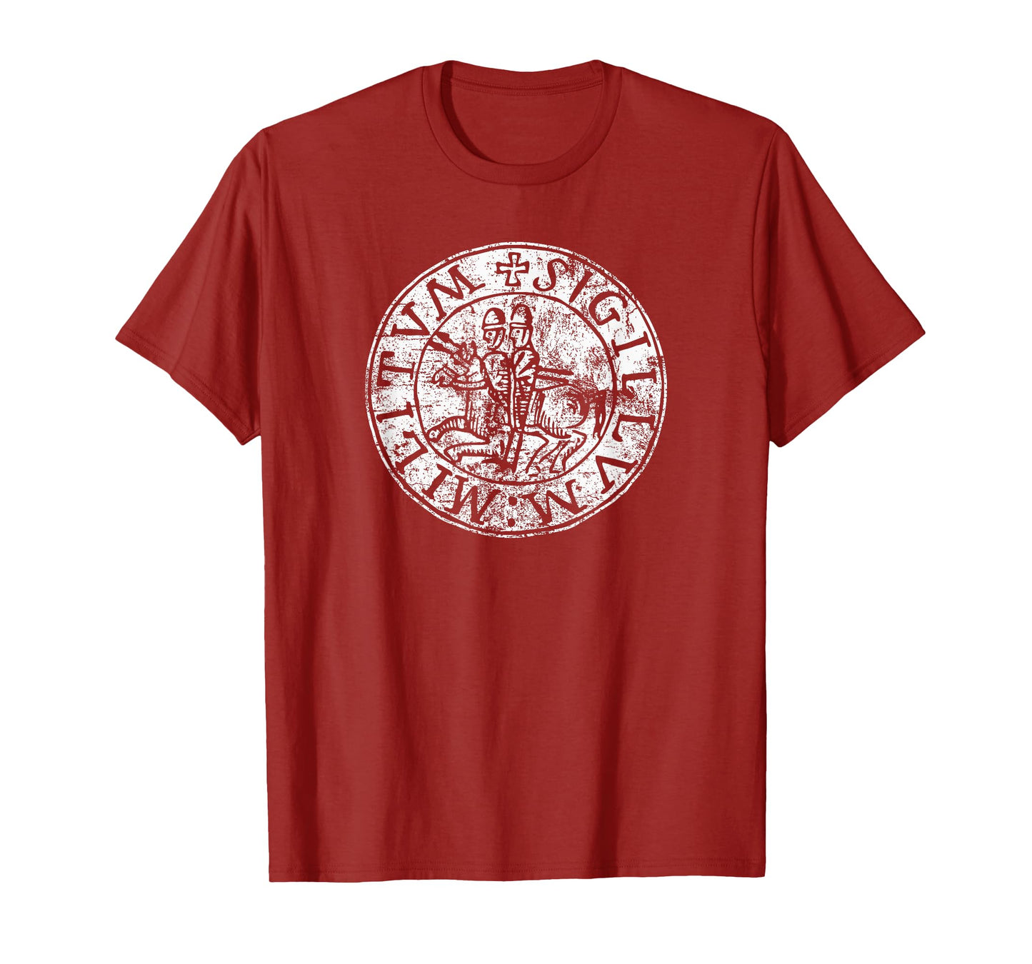 Seal of the Knights Templar Distressed Print T-Shirt