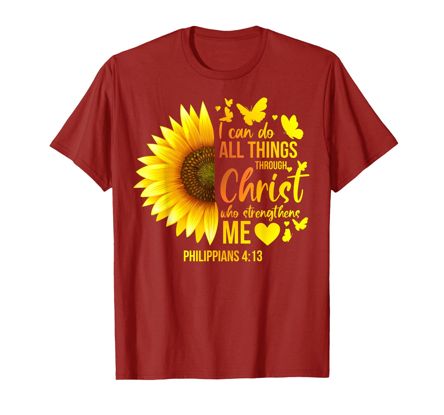 Christian Sunflower Philippians 4 Pretty Bible Verse Gift T-Shirt