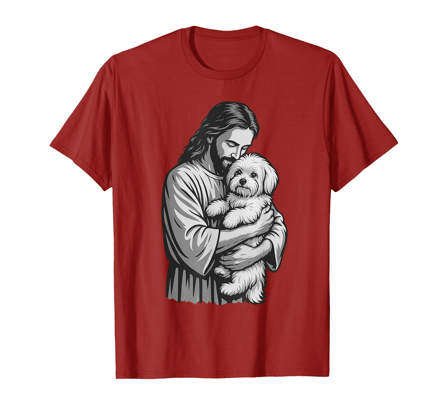 Maltese Dog And Jesus Christian Faith Dog Lover T-Shirt for Men Women Kids