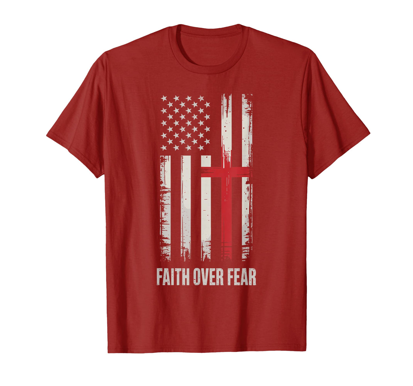 Faith Over Fear American Flag Cross T-Shirt