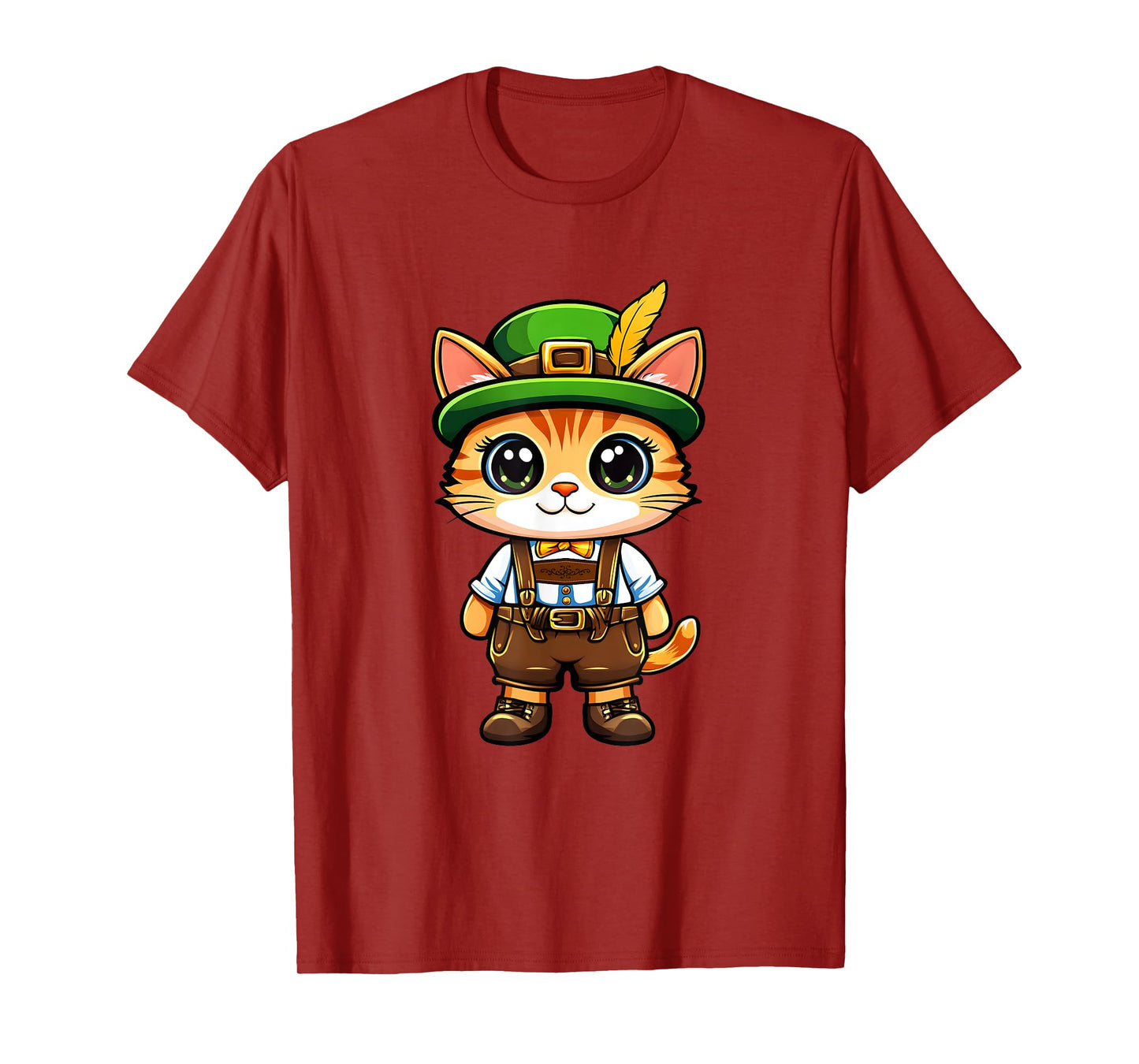 Oktoberfest Cat Funny German Bavarian Lederhosen Cat Lover T-Shirt