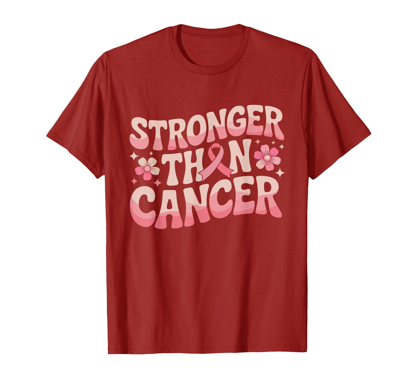 Stronger Than Cancer Pink Ribbon October Awareness Support T-Shirt