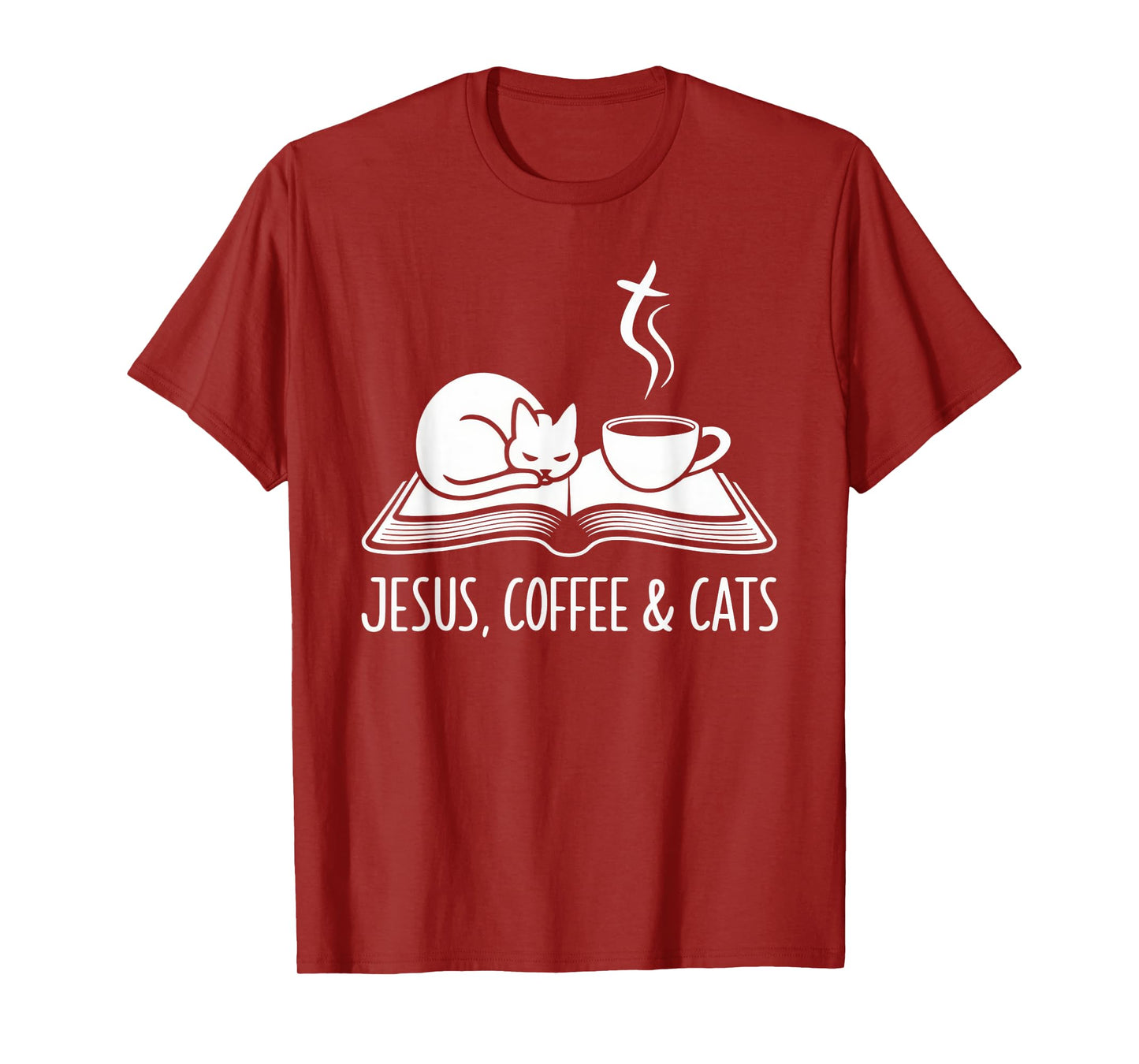 Jesus Coffee Cats Funny Cute Design Jesus Lovers Christian T-Shirt