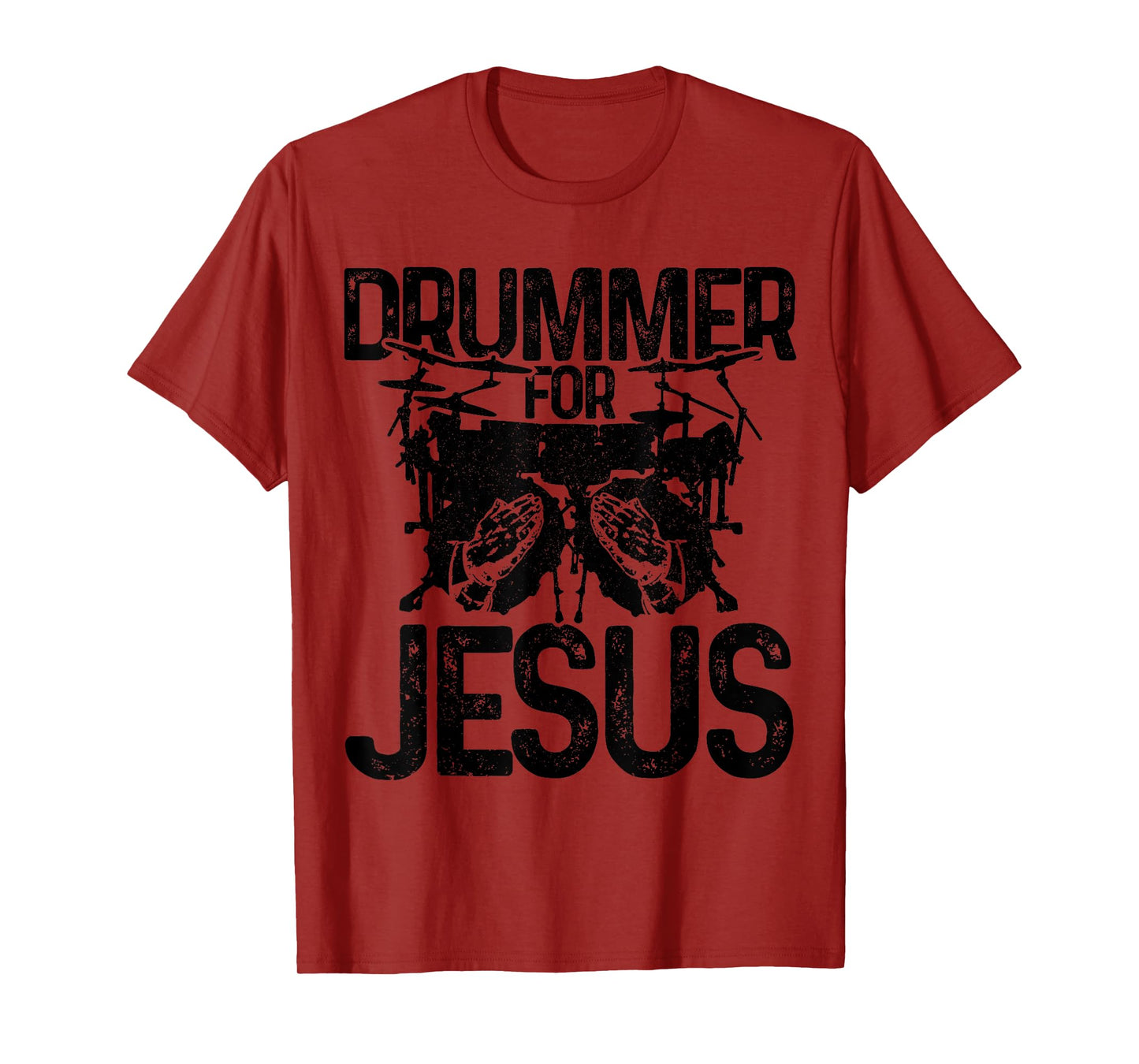Drummer For Jesus Praying Hands Drums Christian Drummer T-Shirt