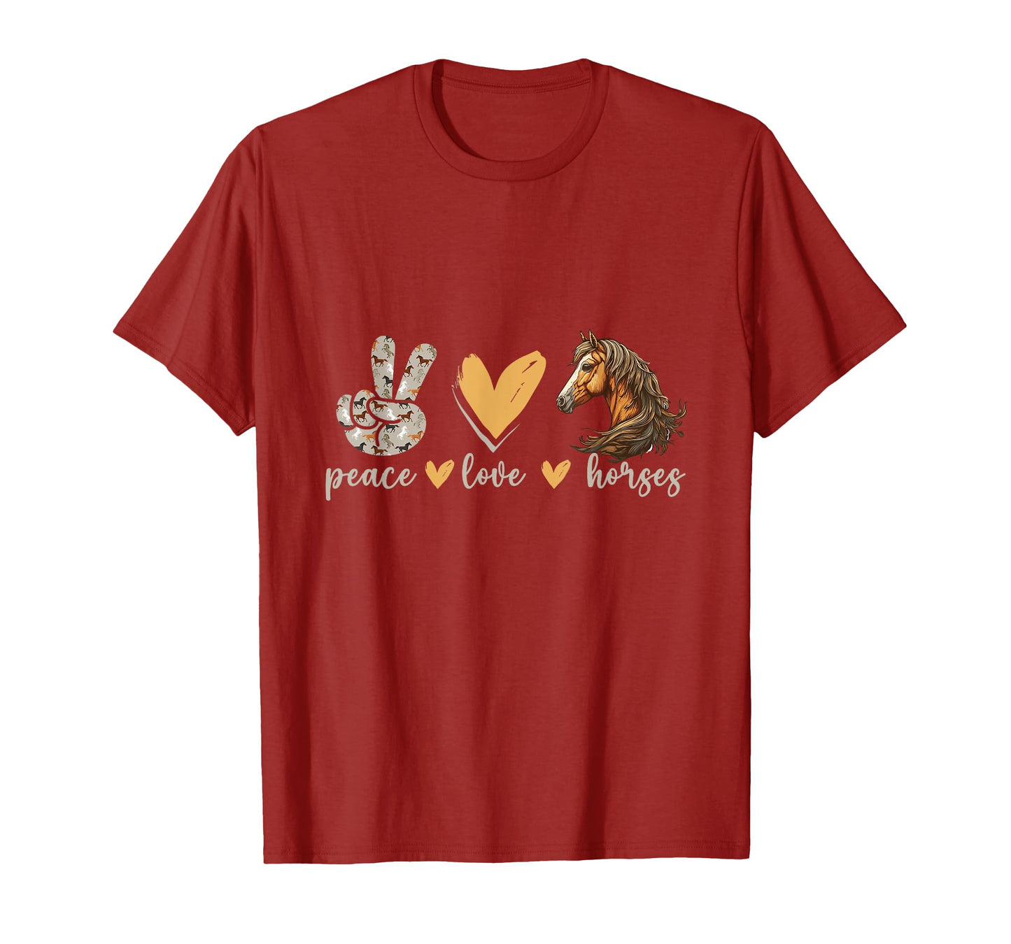 Peace Love Horses Girl I Love My Horses Equestrian Horseback T-Shirt