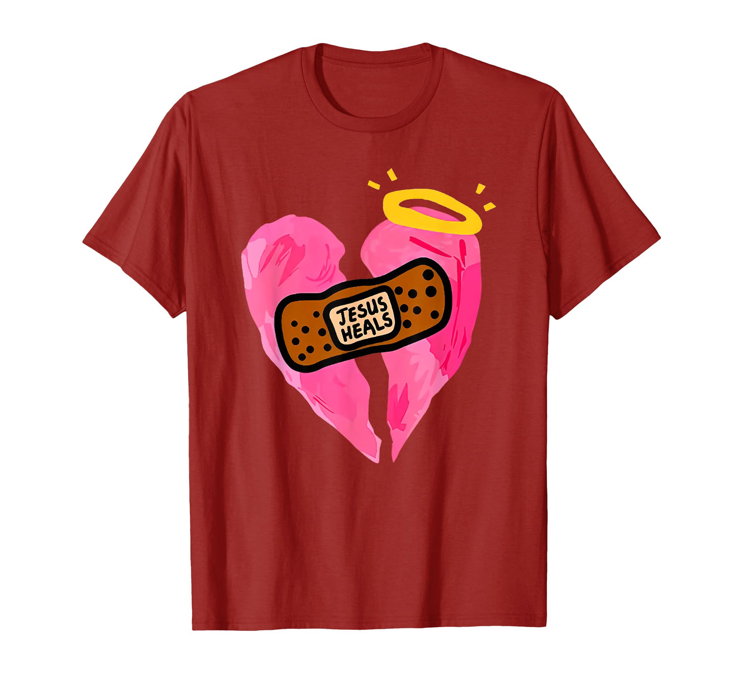jesus heals broken heart print bandages bandaids T-Shirt