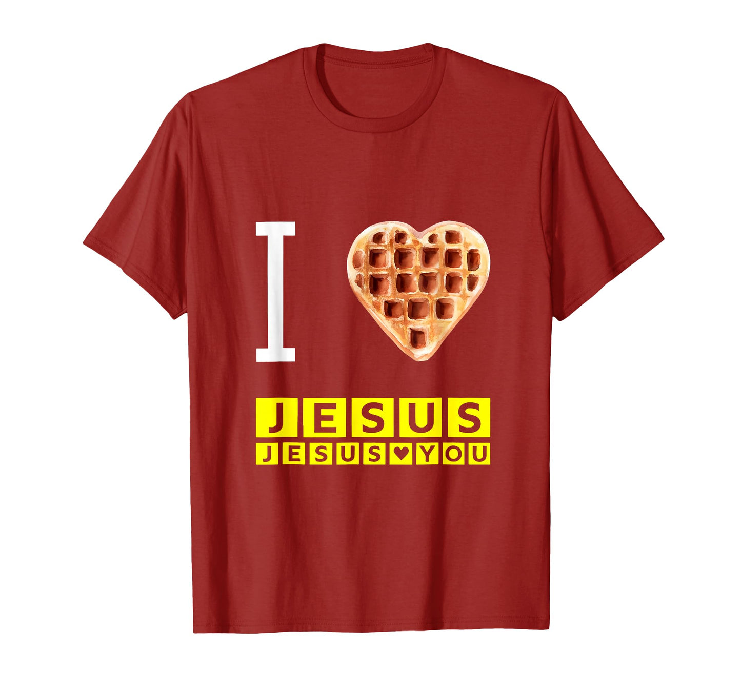 Funny I Love Jesus Waffle Heart Christian Breakfast T-Shirt