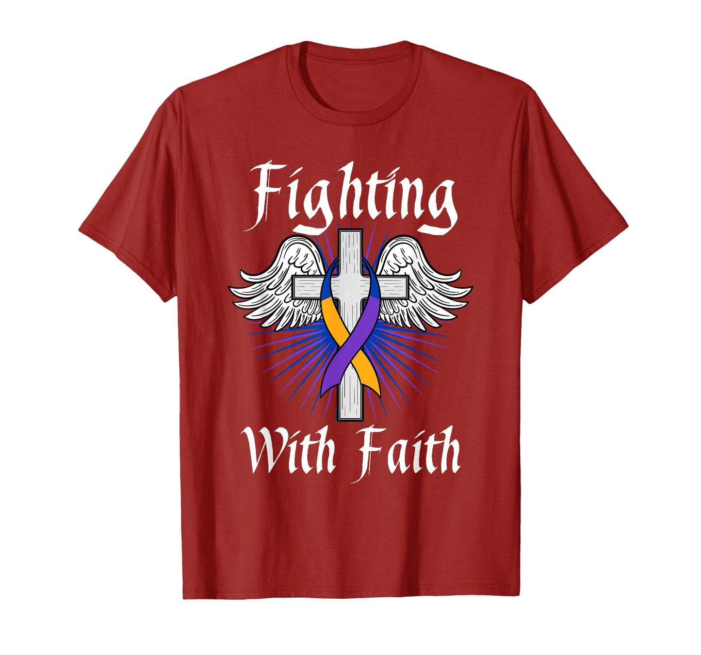 Fighting Faith Bladder Cancer Purple Blue And Yellow Dysuria T-Shirt