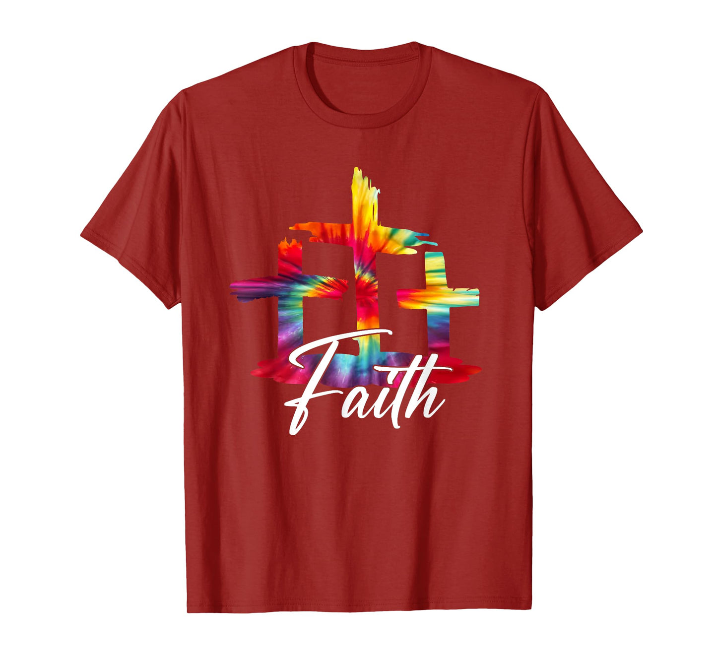 Faith Jesus Christian Cross Tie Dye Rainbow Religious Bible T-Shirt