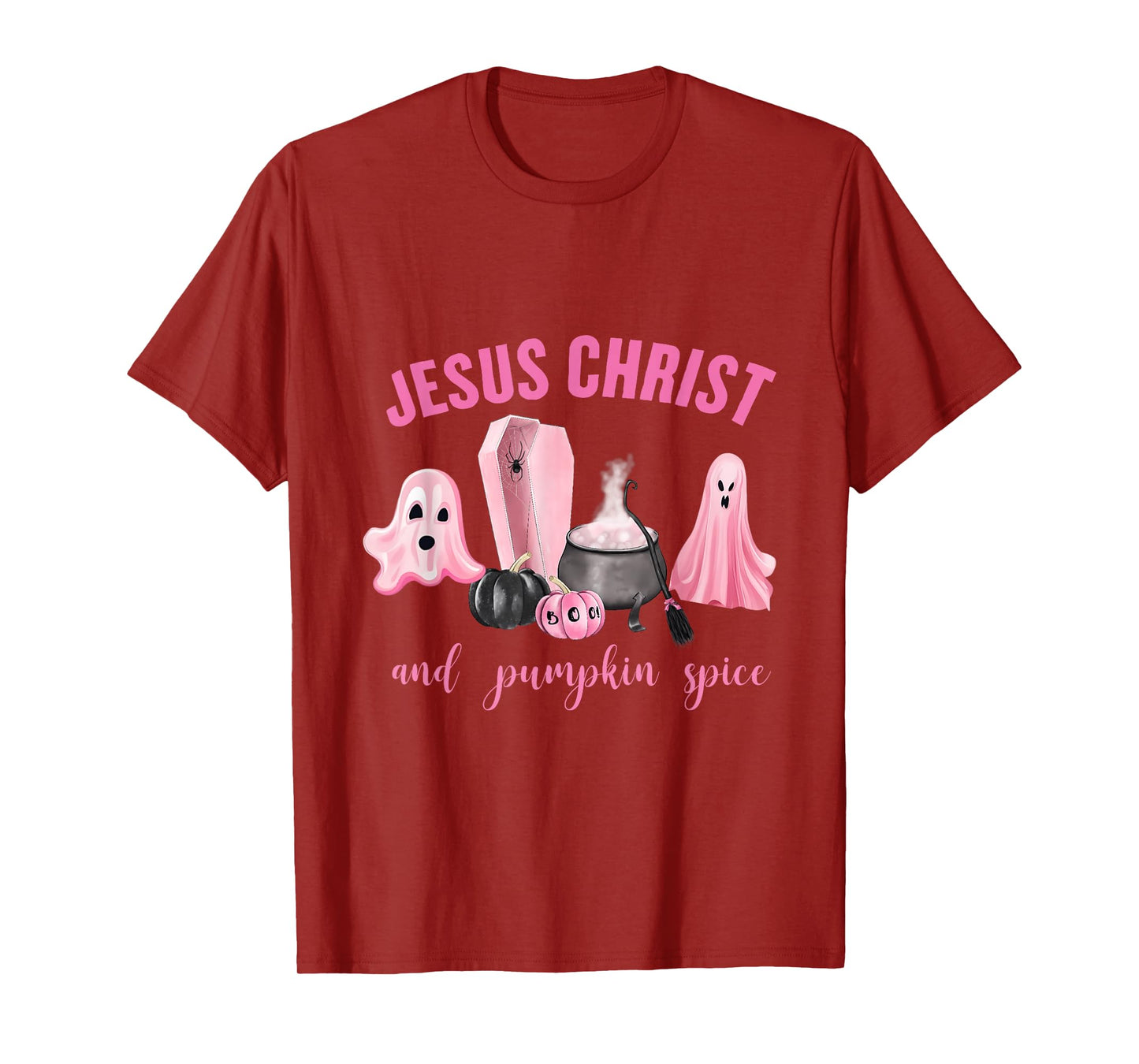 Jesus Christ & Pumpkin Spice Pink Fall Faith-Based Pumpkin T-Shirt