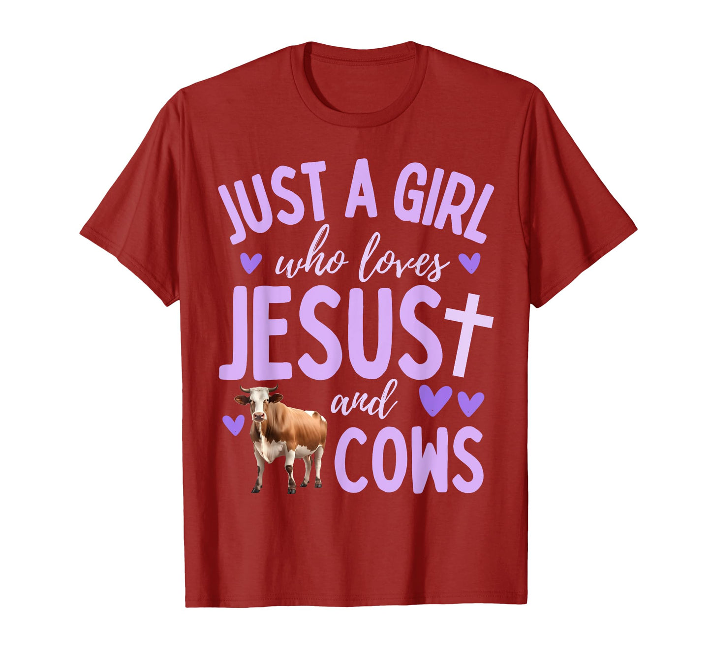 Just A Girl Who Loves Jesus and Cows Christian Cute T-Shirt