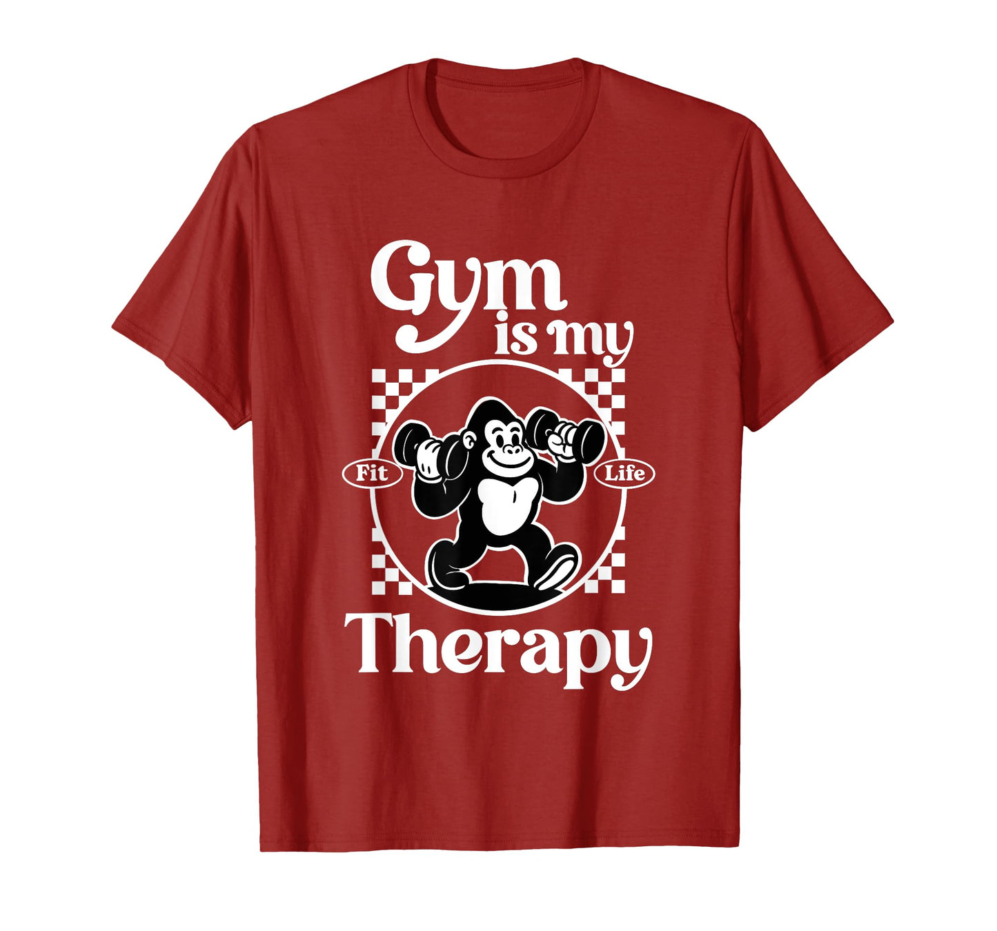 Gym Is My Therapy Gorilla Workouts Gym Quotes Retro Fitness T-Shirt