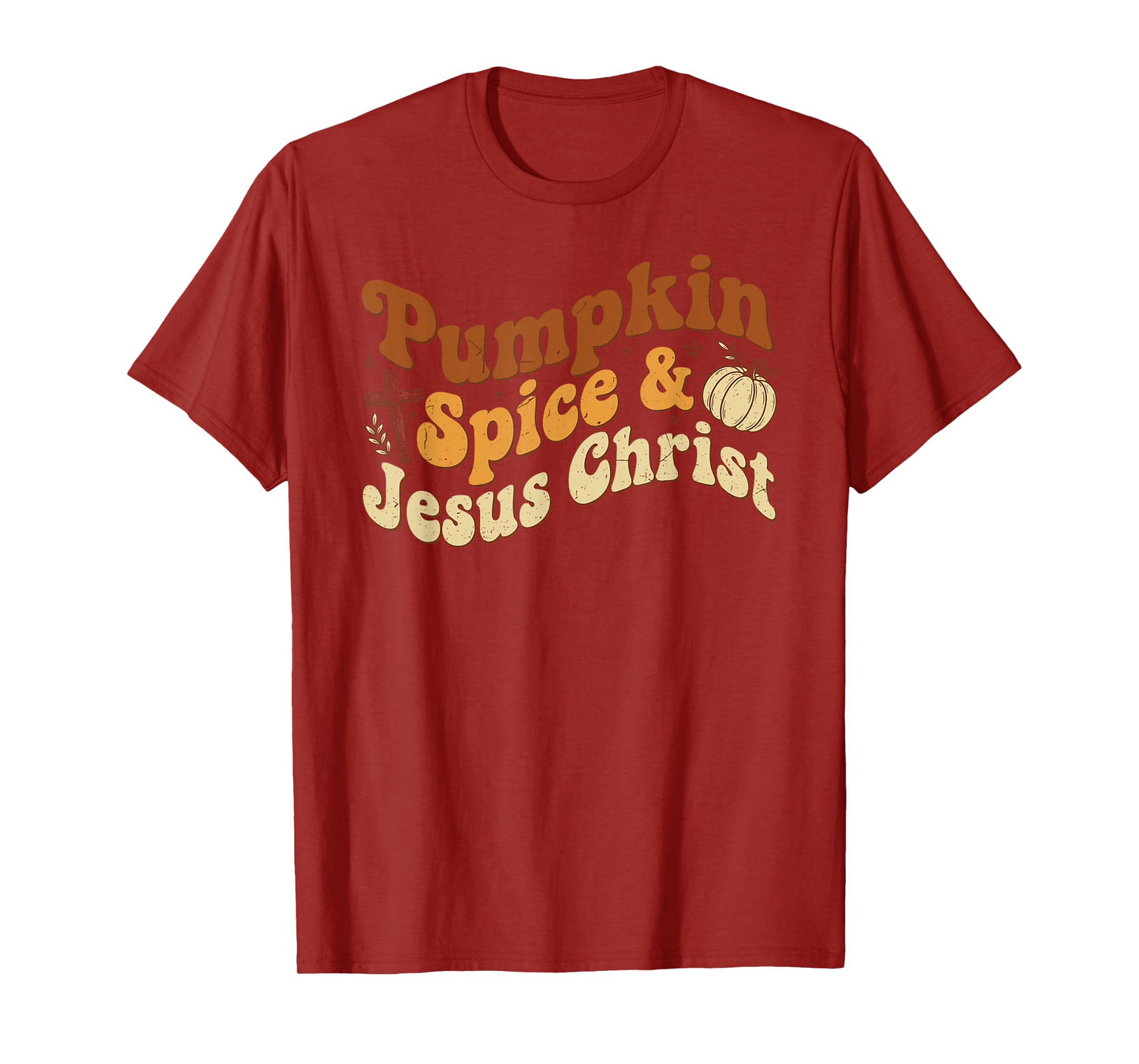 Pumpkin Spice and Jesus Christ Curved Rustic Autumn Faith T-Shirt