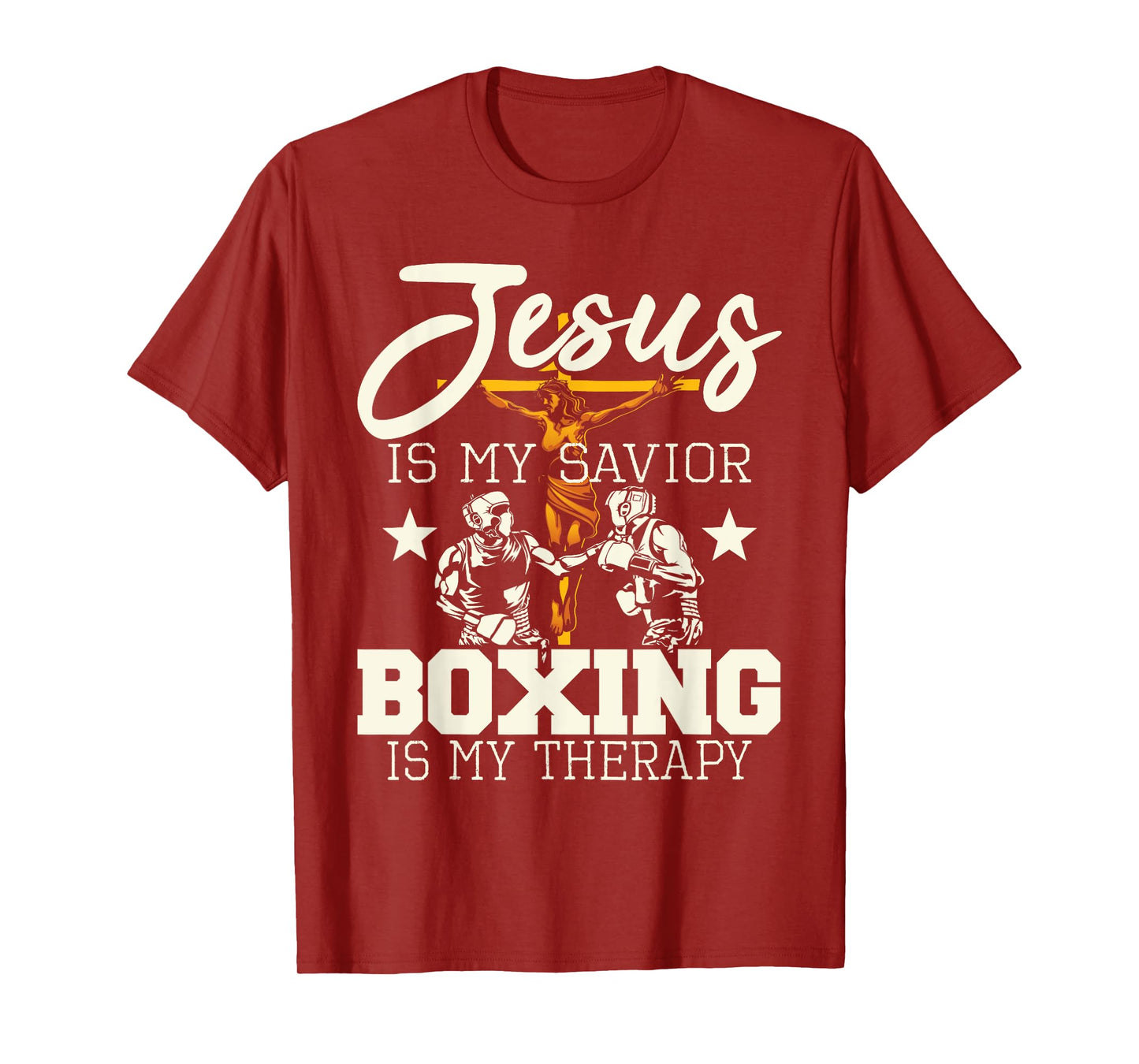 Jesus Is My Savior Boxing Is my Therapy - Gym Boxer T-Shirt