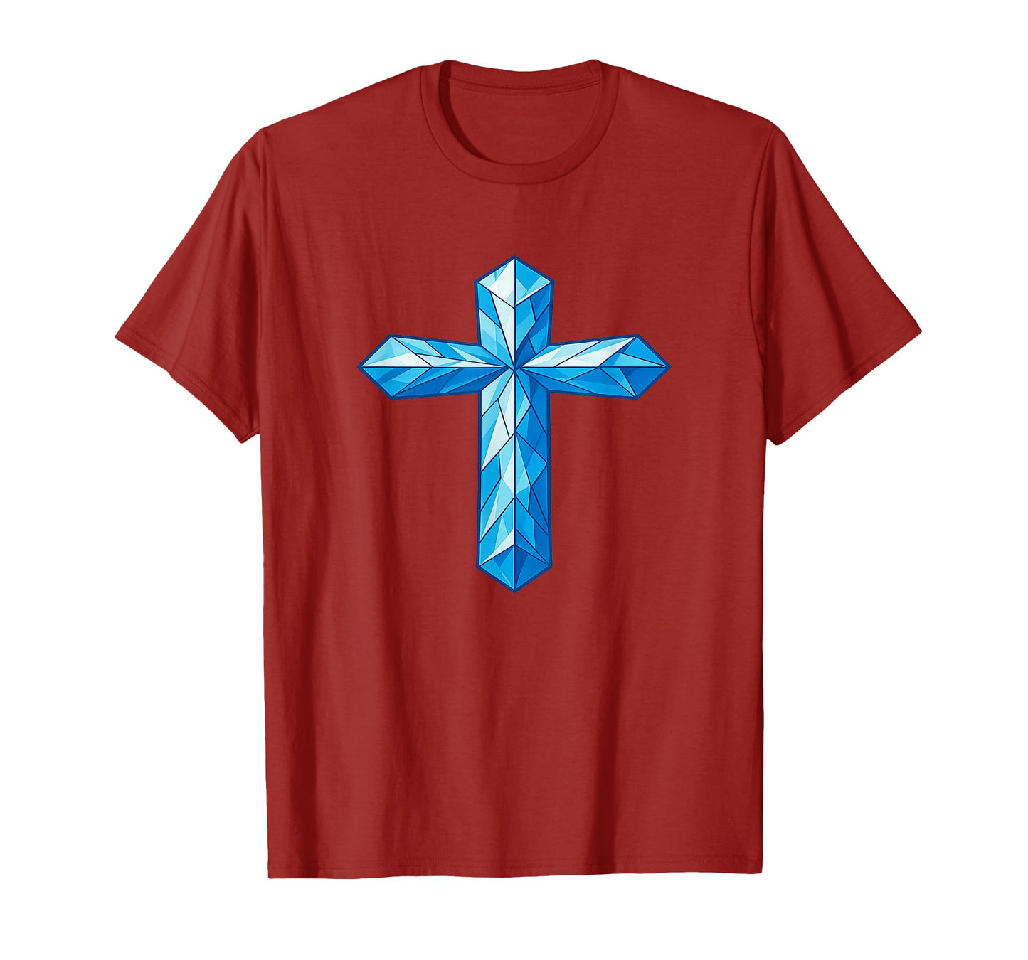 Blue Sacred Geometry Spiritual Cross Artwork T-Shirt