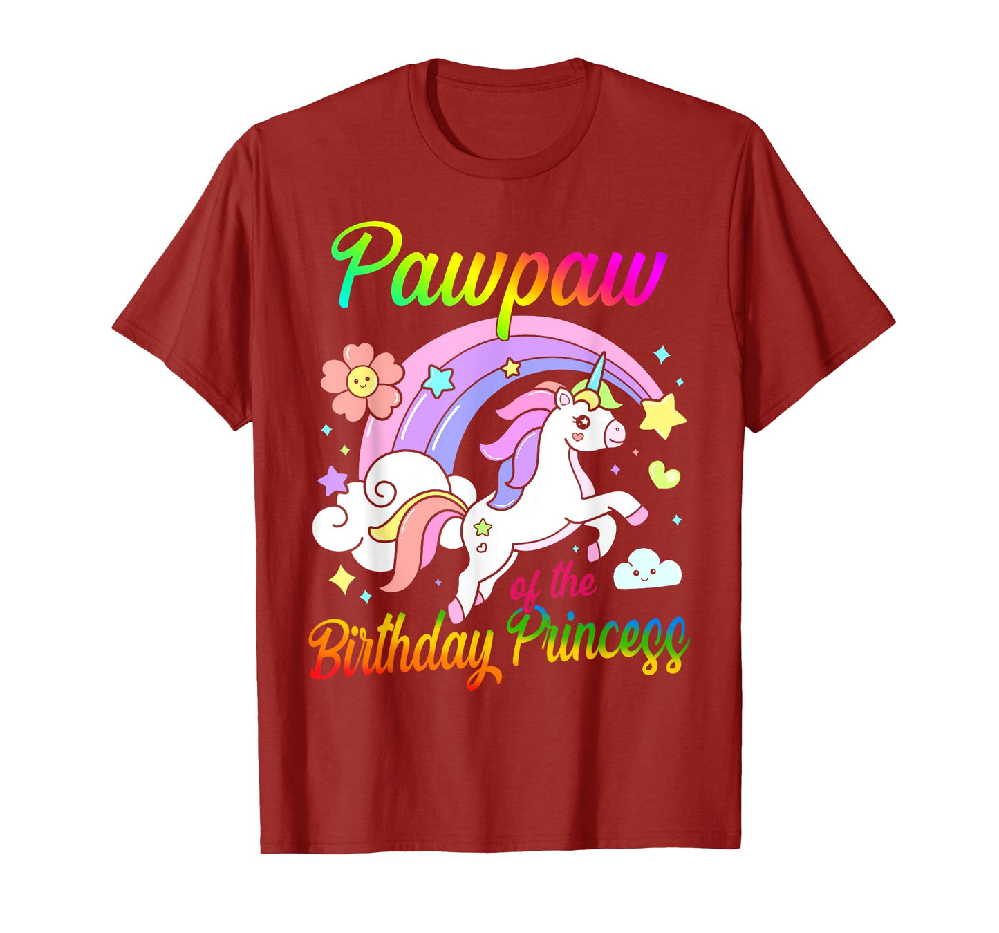 Pawpaw Of The Birthday Princess Unicorn Matching Family T-Shirt