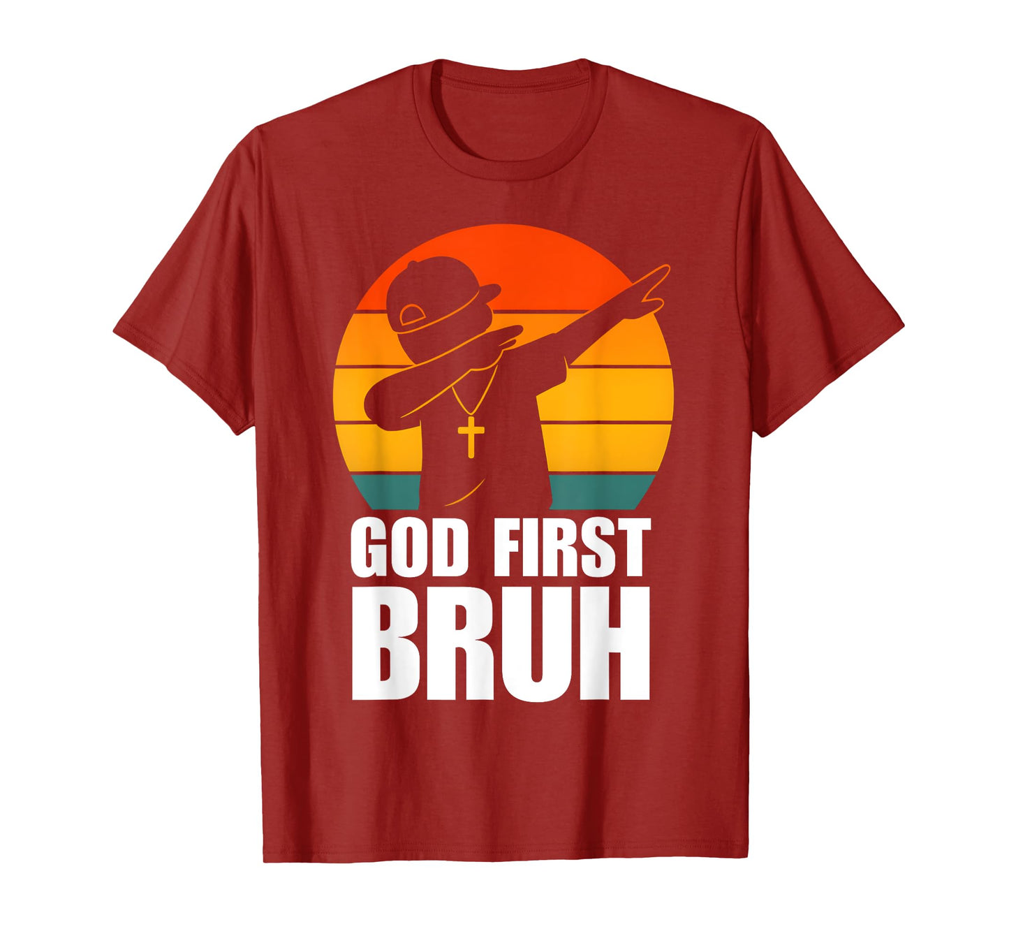 God First Bruh Dabbing Boy Christian Retro Kids Boys Saying T-Shirt