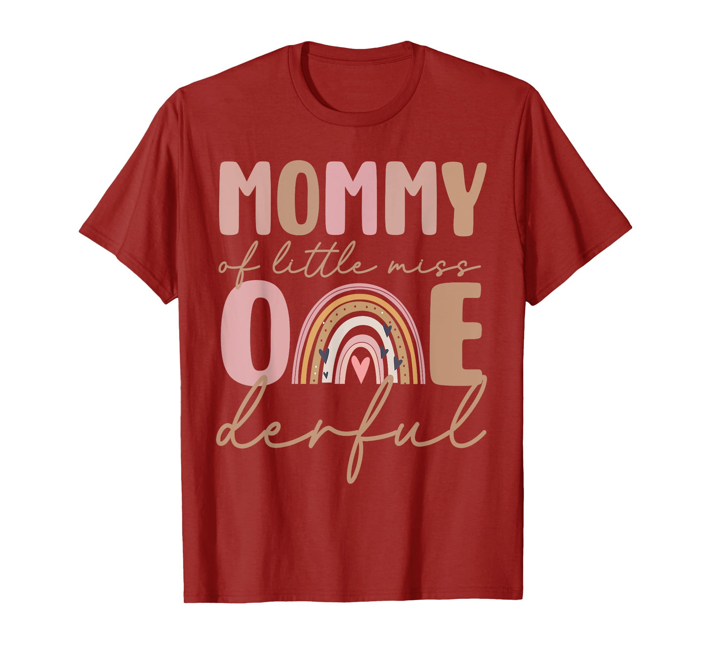 Mommy of Little Miss Onederful First Birthday Boho Rainbow T-Shirt