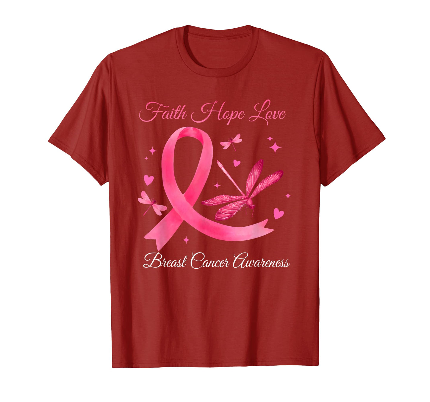 Faith Hope Love Flowers Breast Cancer Awareness Support T-Shirt
