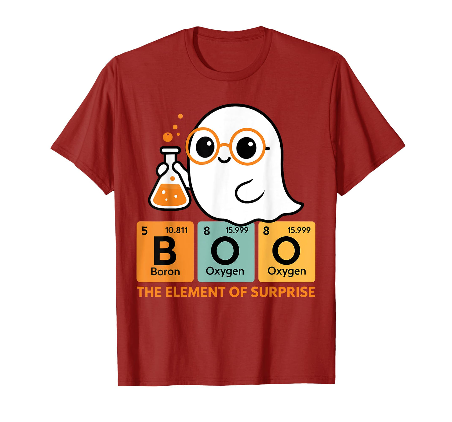 Cute Chemistry Boo The Element Of Surprise Chemist Halloween T-Shirt