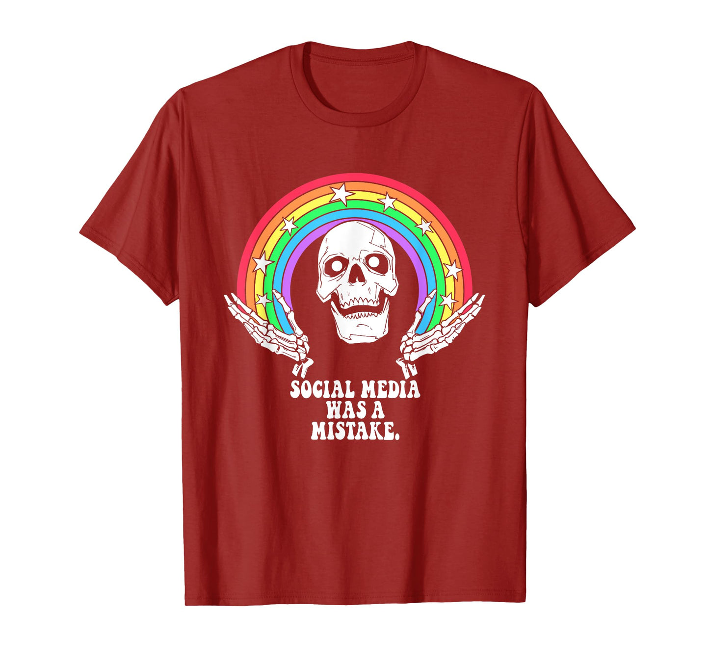 Social Media Was A Mistake Skeleton Design T-Shirt