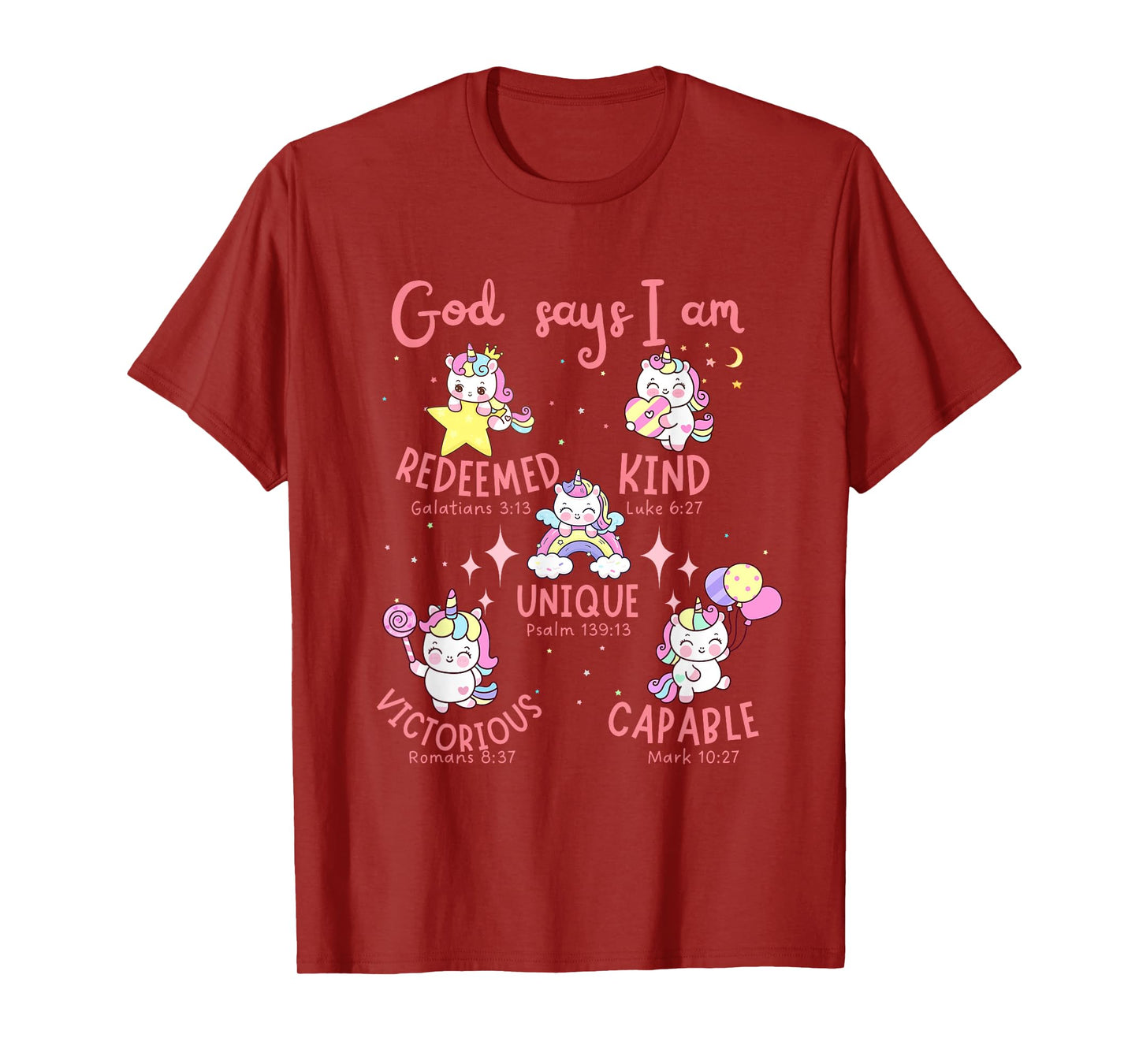 God says I am Unicorn Cute Christian Kids T-Shirt