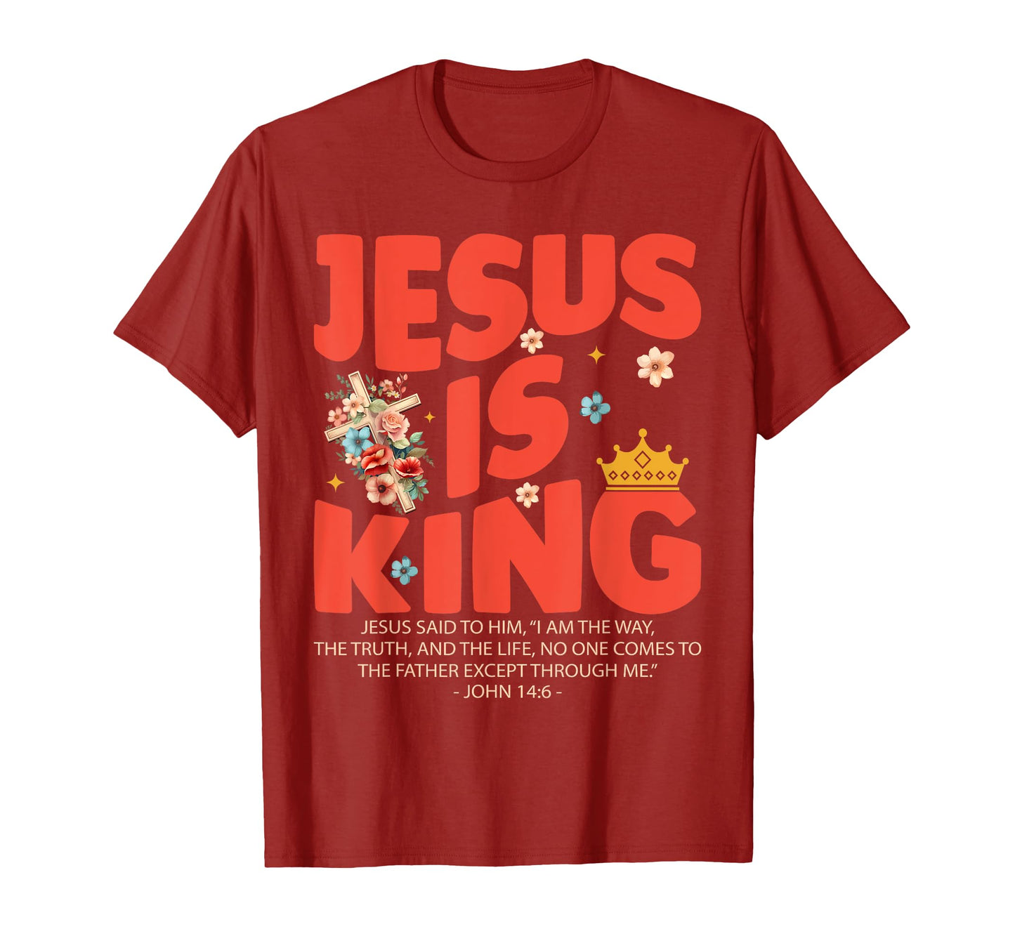 Jesus Is King Christian Women Girls Kids Religious Jesus T-Shirt
