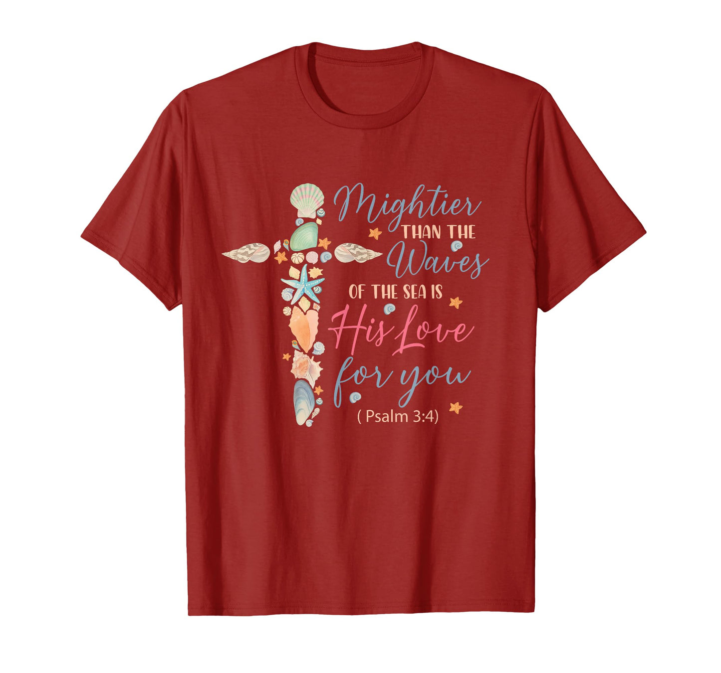Christian Seashell Style Beach Vacation Faith Cross Women T-Shirt