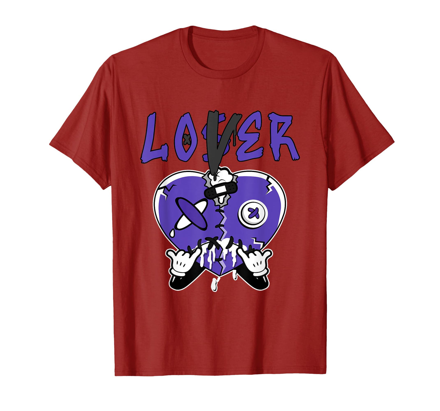 Loser Love Drip Heart Matching Black Field Purple 12s T-Shirt